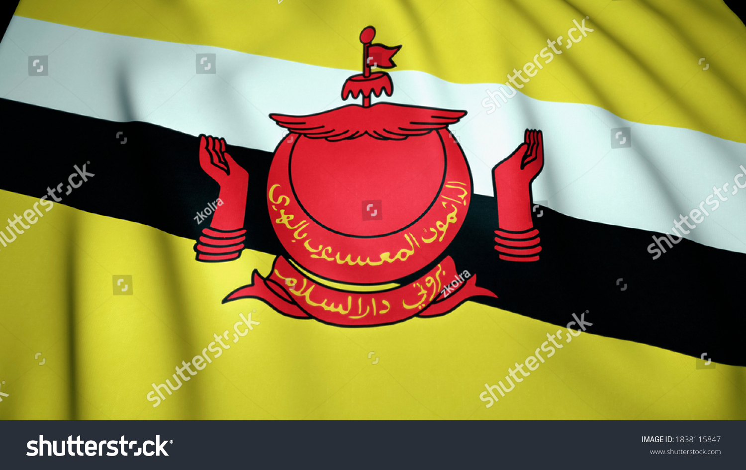 Waving Realistic Brunei Flag Background 3d Stock Illustration