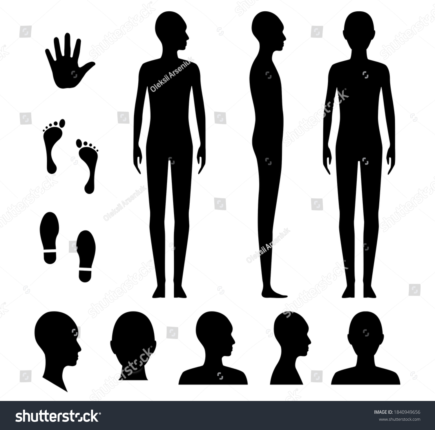 Human Body Silhouette Bald Naked Barefoot Stock Vector Royalty Free