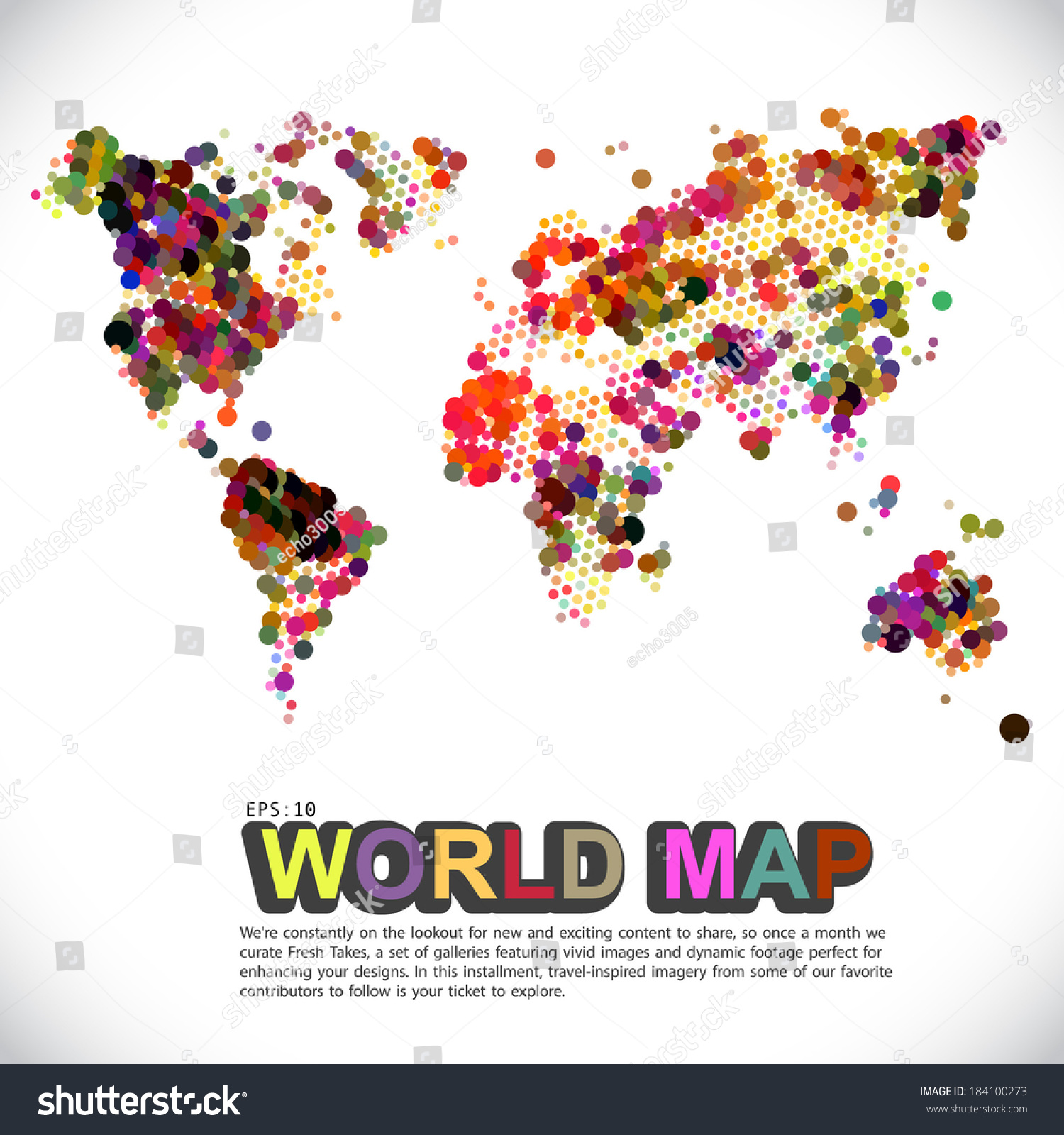 Colorful Dotted World Map Stock Vector Royalty Free 184100273