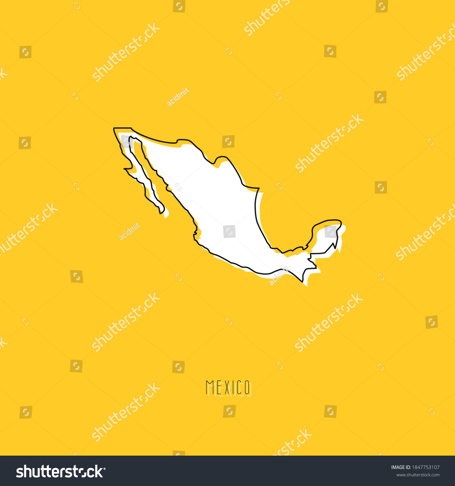 White Mexico Country Map Black Outline Stock Vector Royalty Free