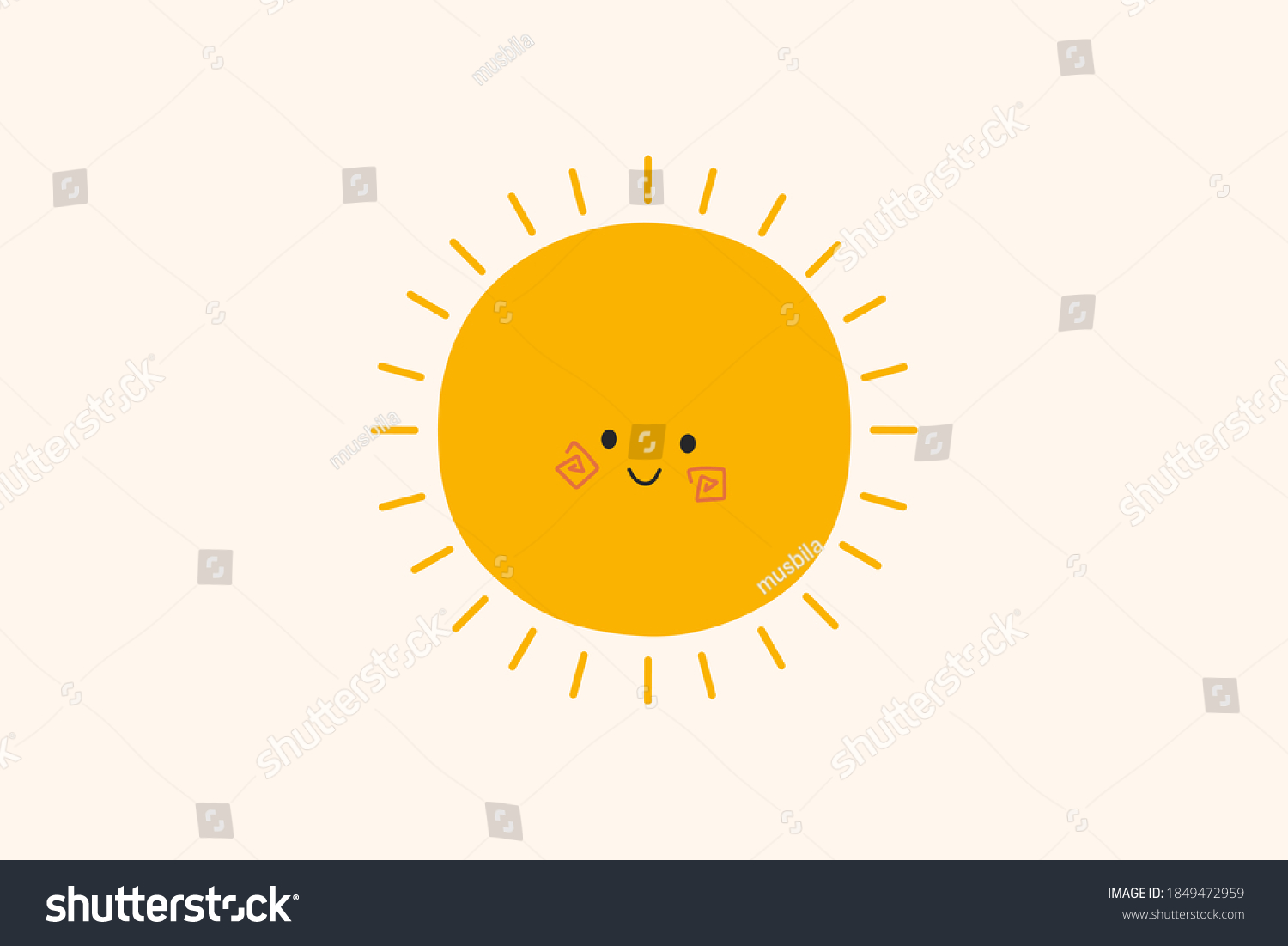 Hand Drawn Funny Happy Smiley Sun Stock Vector Royalty Free