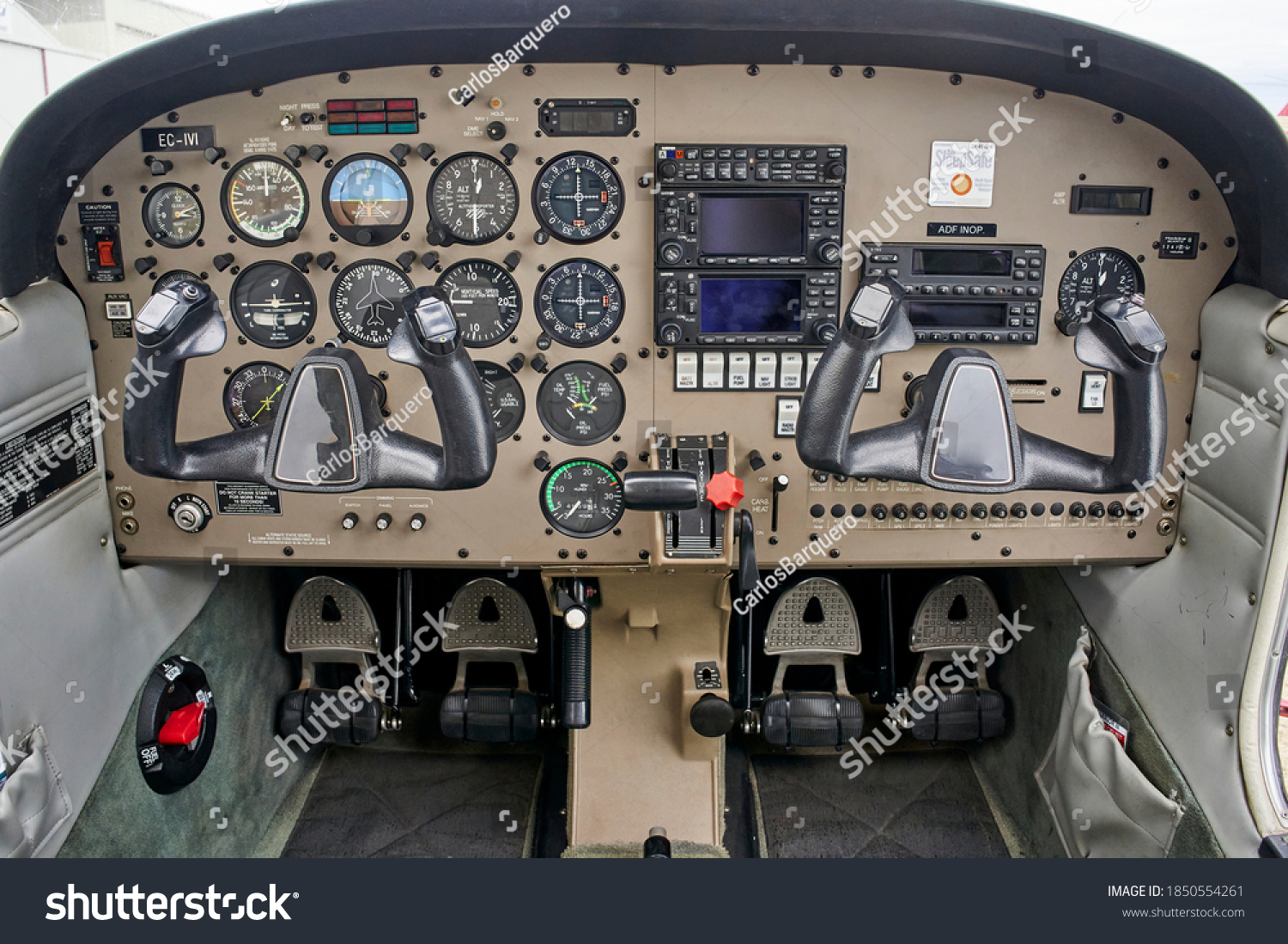 Detail Cockpit Old Plane Aircraft Equipment Stock Photo