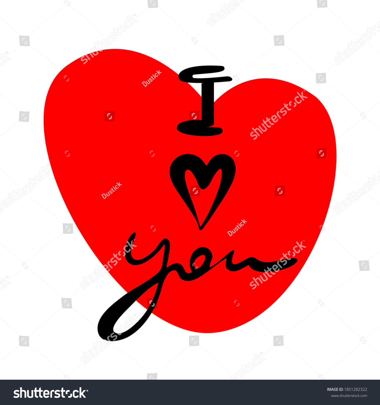 Love You Handwritten Inscription Lettering Vector Stock Vector Royalty