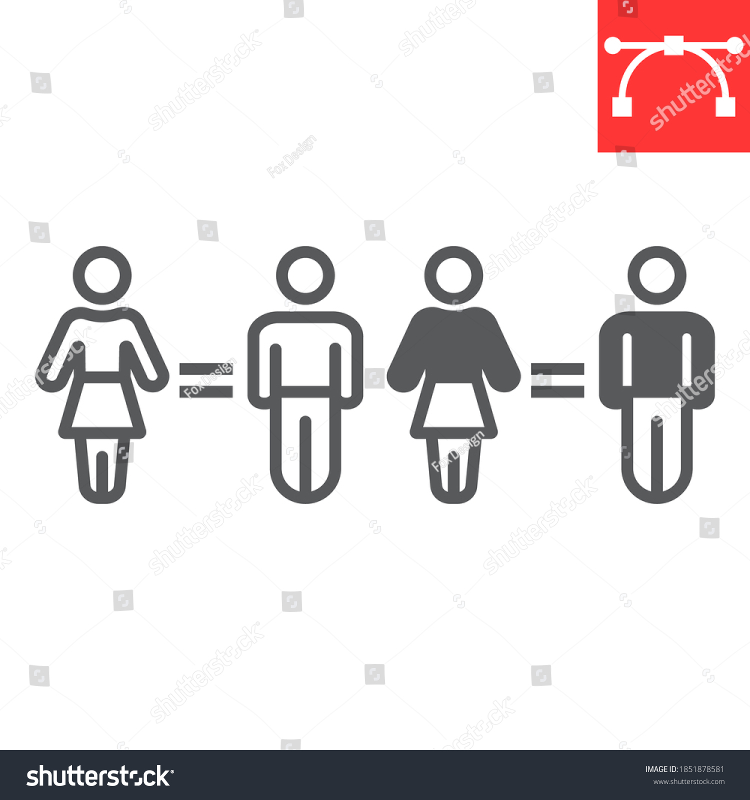 Equal Rights Line Glyph Icon Sexism Stock Vector Royalty Free