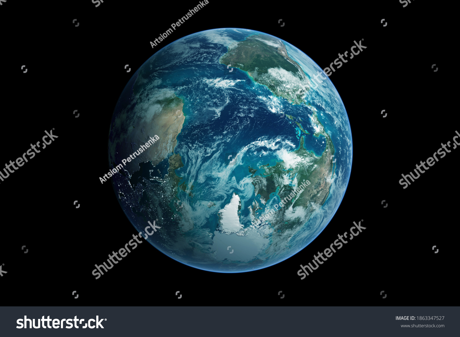 Planet Earth Isolated On Black Background Stock Photo 1863347527