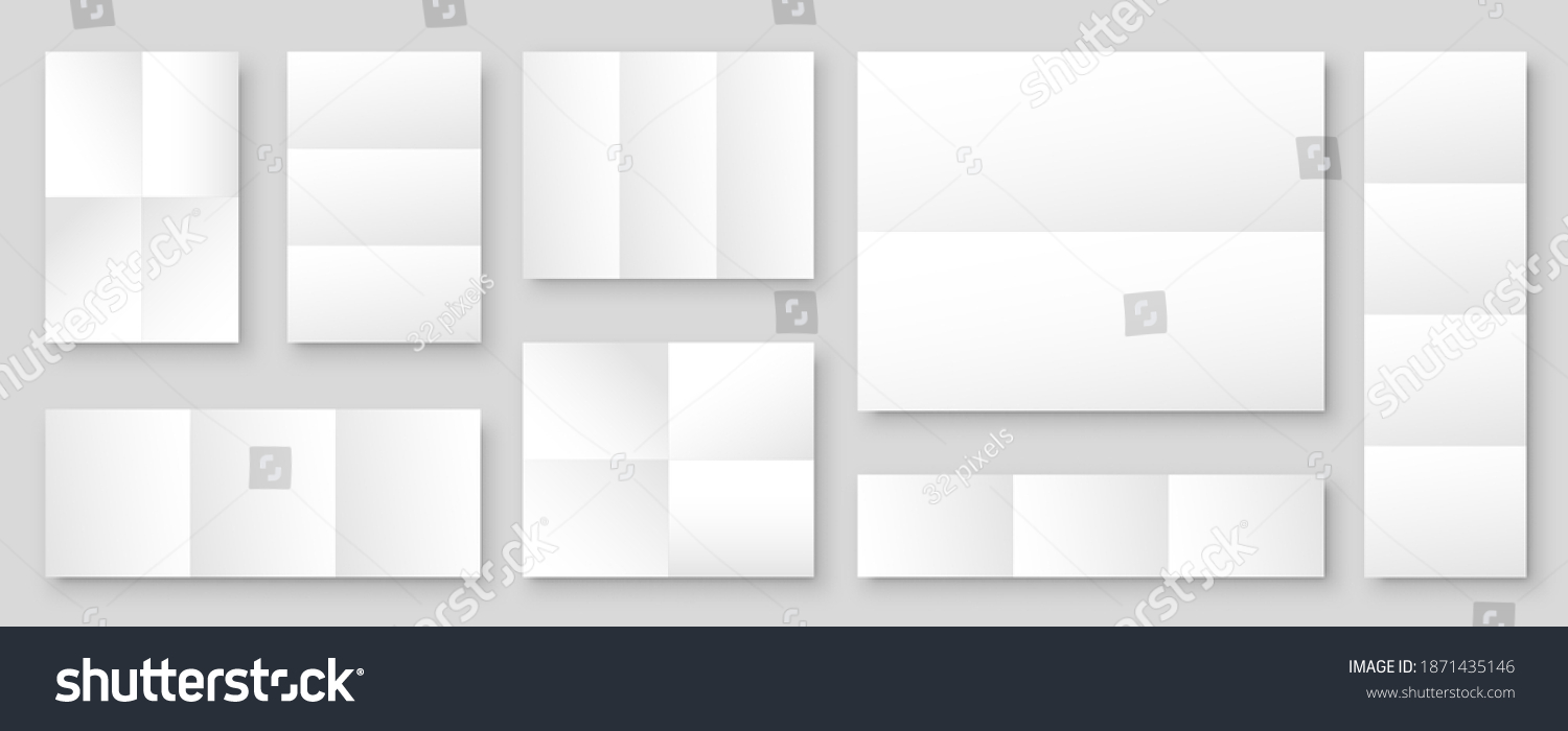 Blank Folded Paper Sheets Collection White Stock Vector Royalty Free