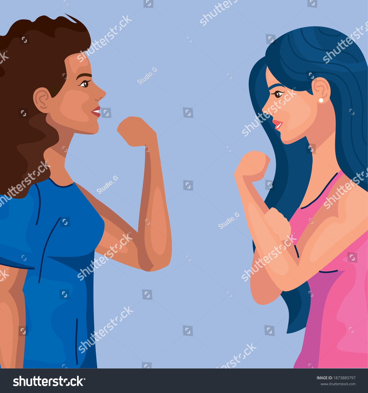 Women Empowerment Women Cartoons Side Doing Stock Vector Royalty Free