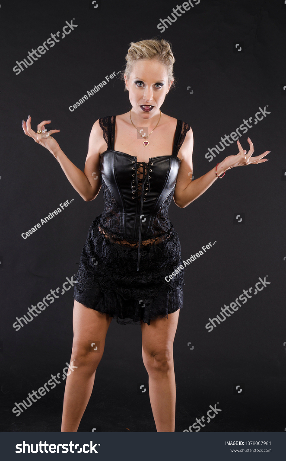 Studio Portrait Fascinating Blonde Woman Stock Photo