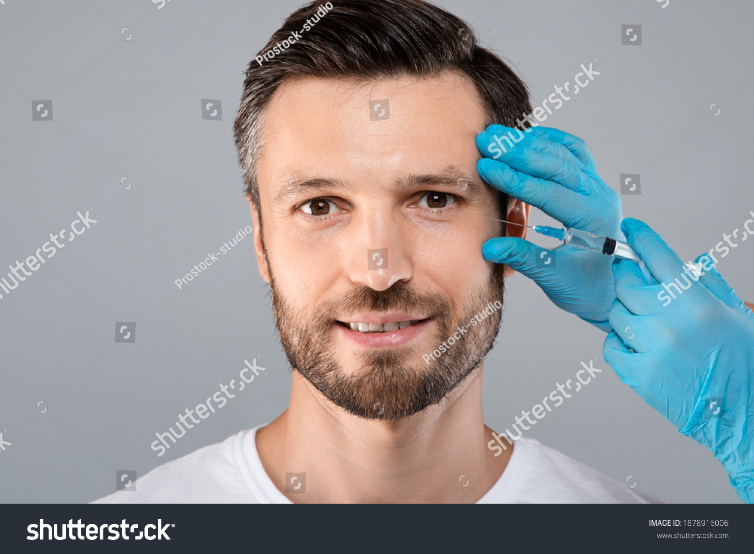 Closeup Middle Aged Handsome Bearded Man Stock Photo