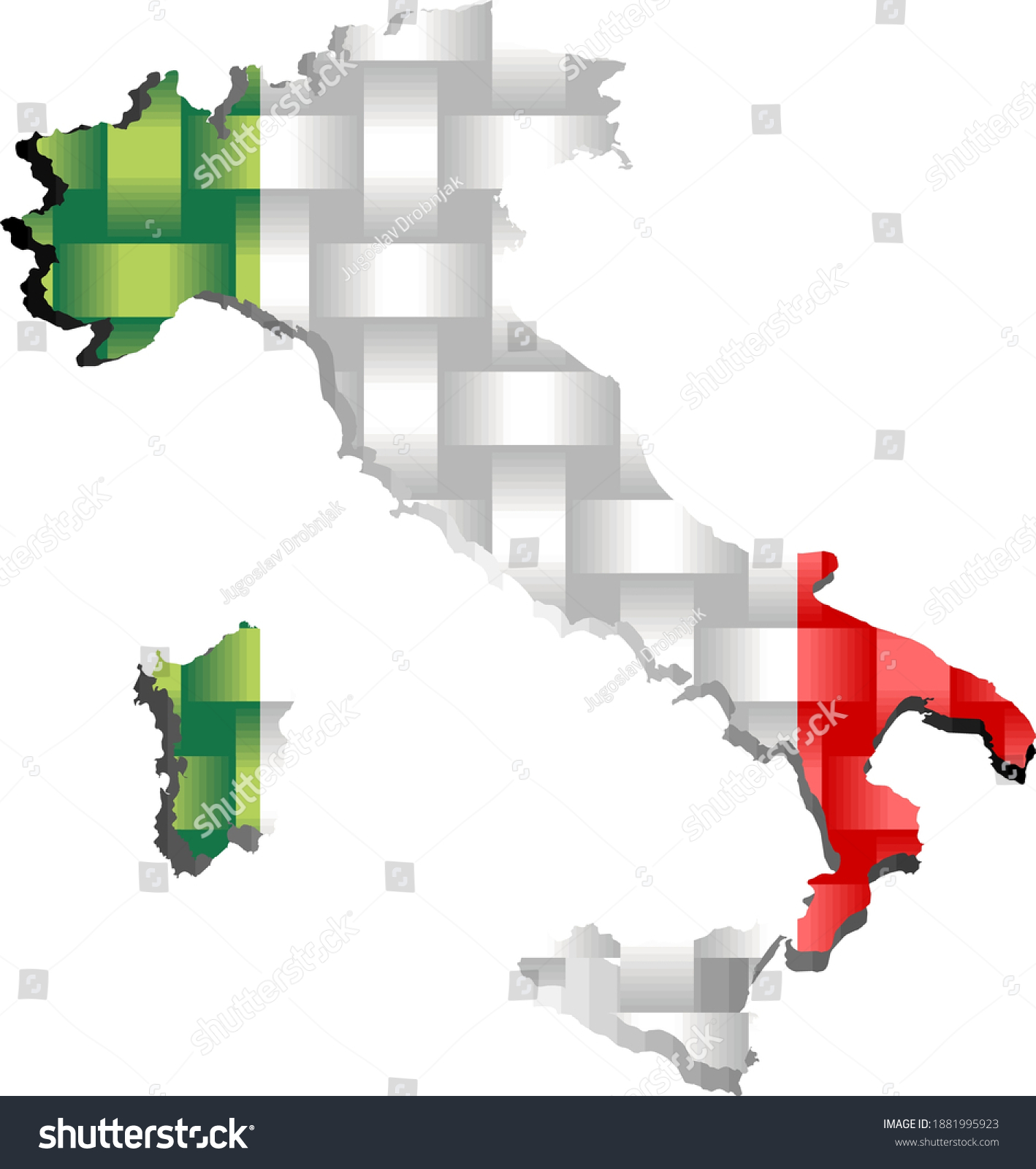 Italy Map Illustration Three Dimensional Map Stock Vector Royalty Free