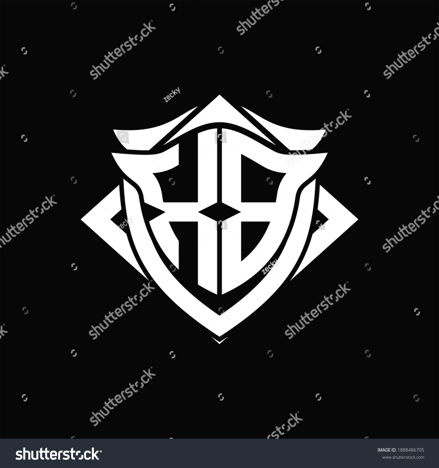 Xb Logo Monogram Shield Horn Shape Stock Vector Royalty Free