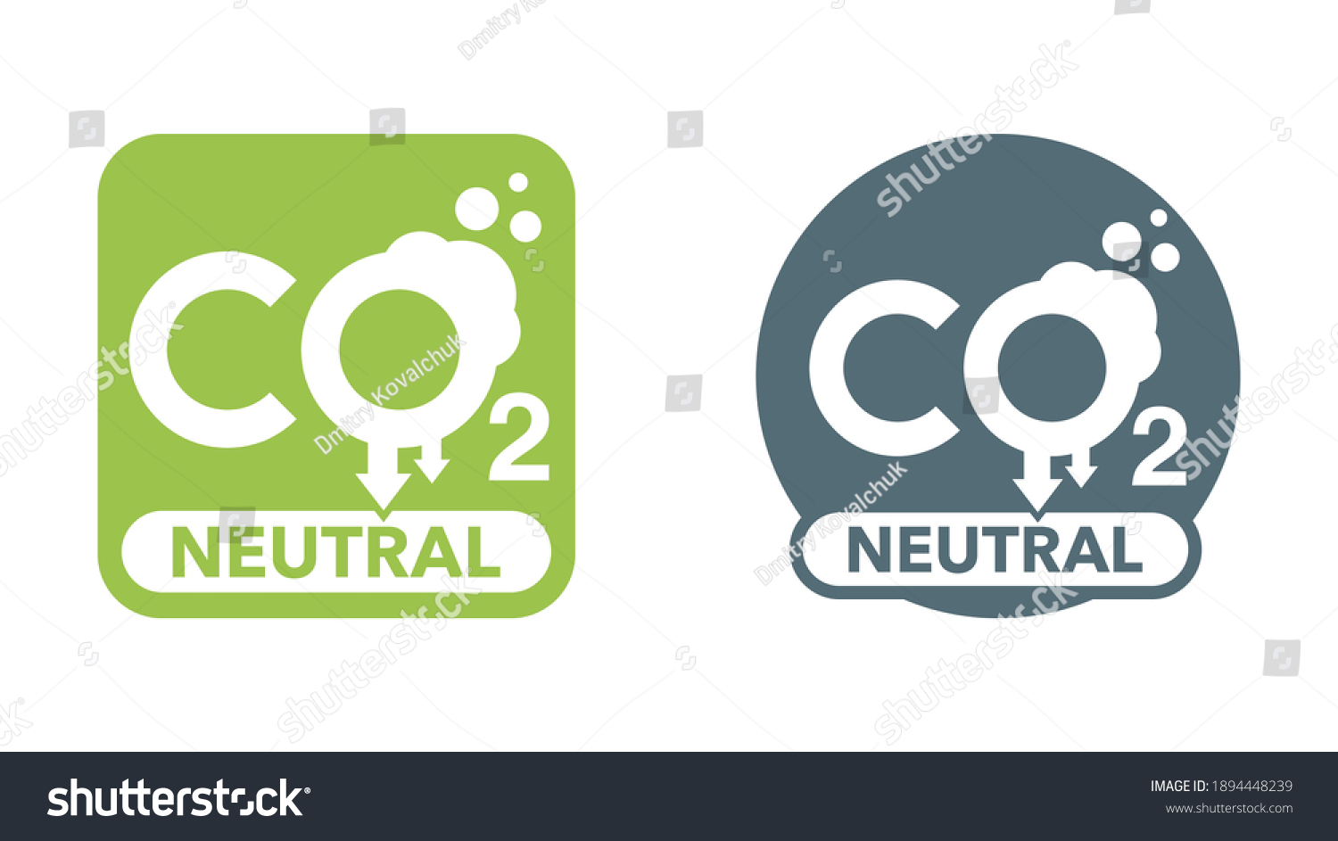 Co Neutral Emblem Net Zero Carbon Stock Vector Royalty Free