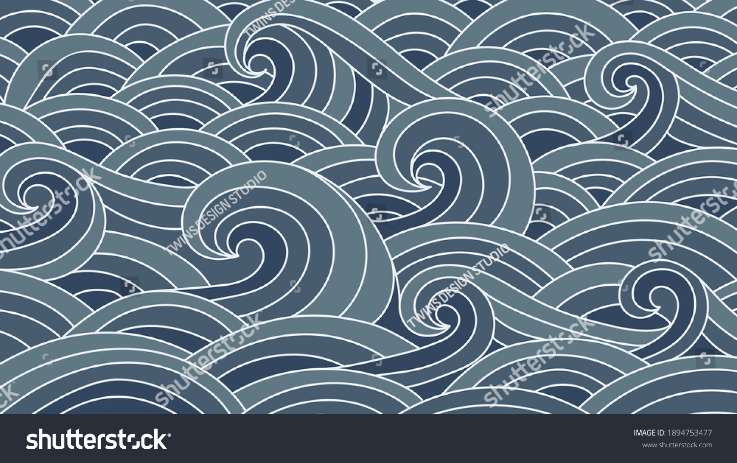 Traditional Japanese Wave Pattern Background Vector Stock Vector