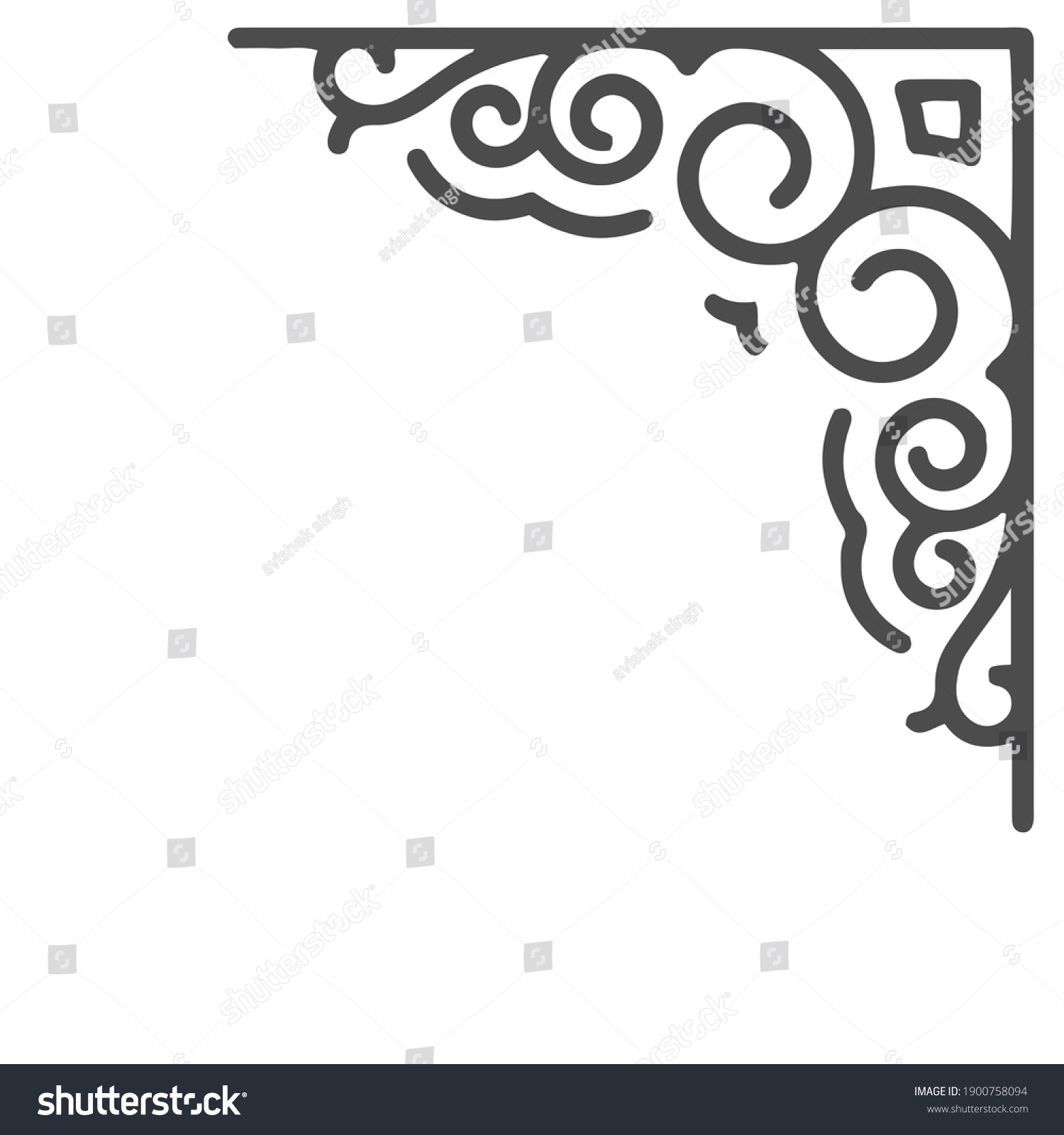 Floral Corner Design Swirl Ornament Isolated Stock Illustration