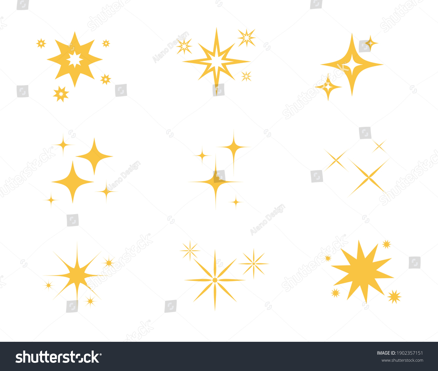 Sparkles Symbols Icon Set Yellow Sparkles Stock Vector Royalty Free