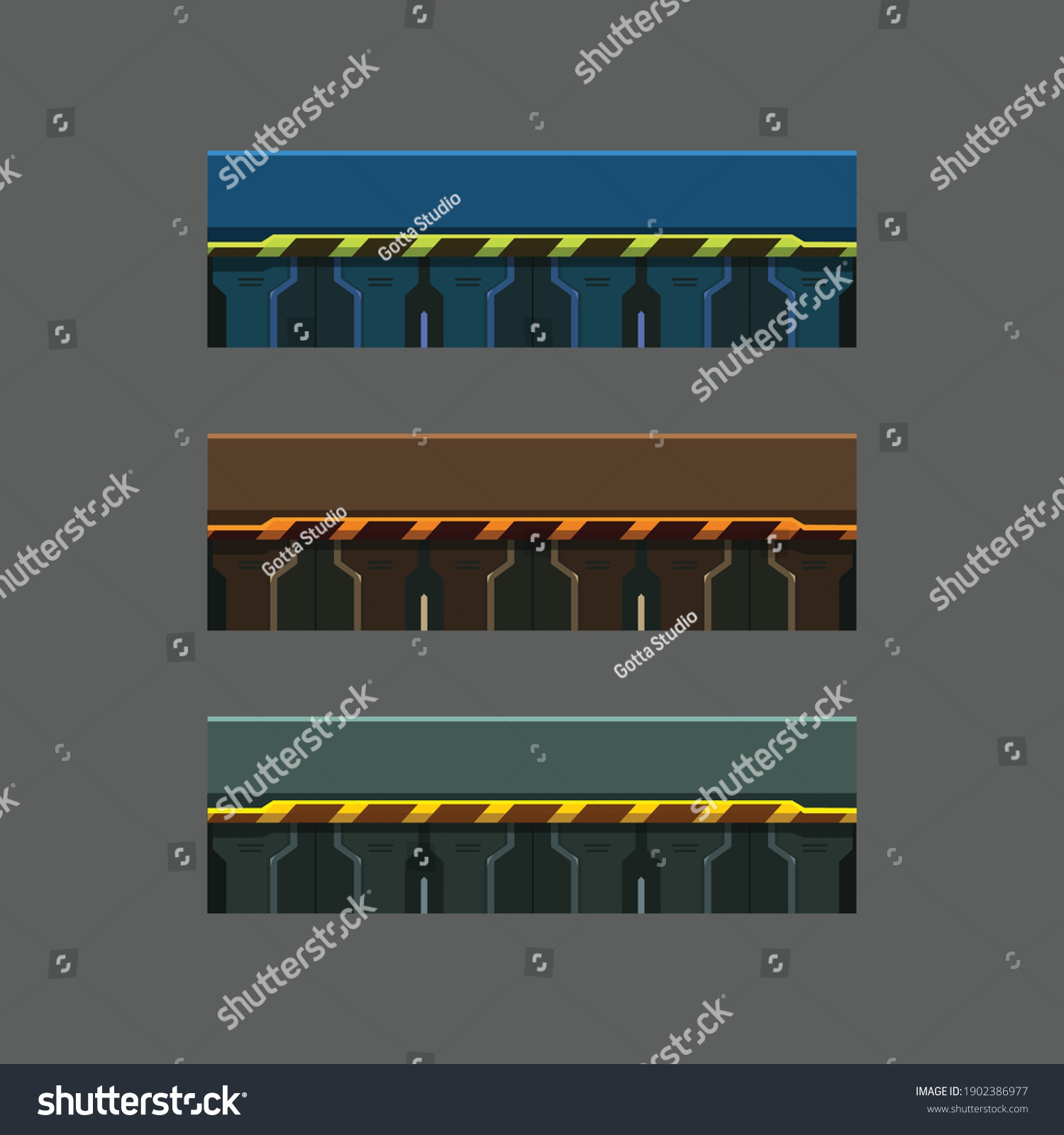 Set Game Elements Metal Textures Platform Stock Vector Royalty Free