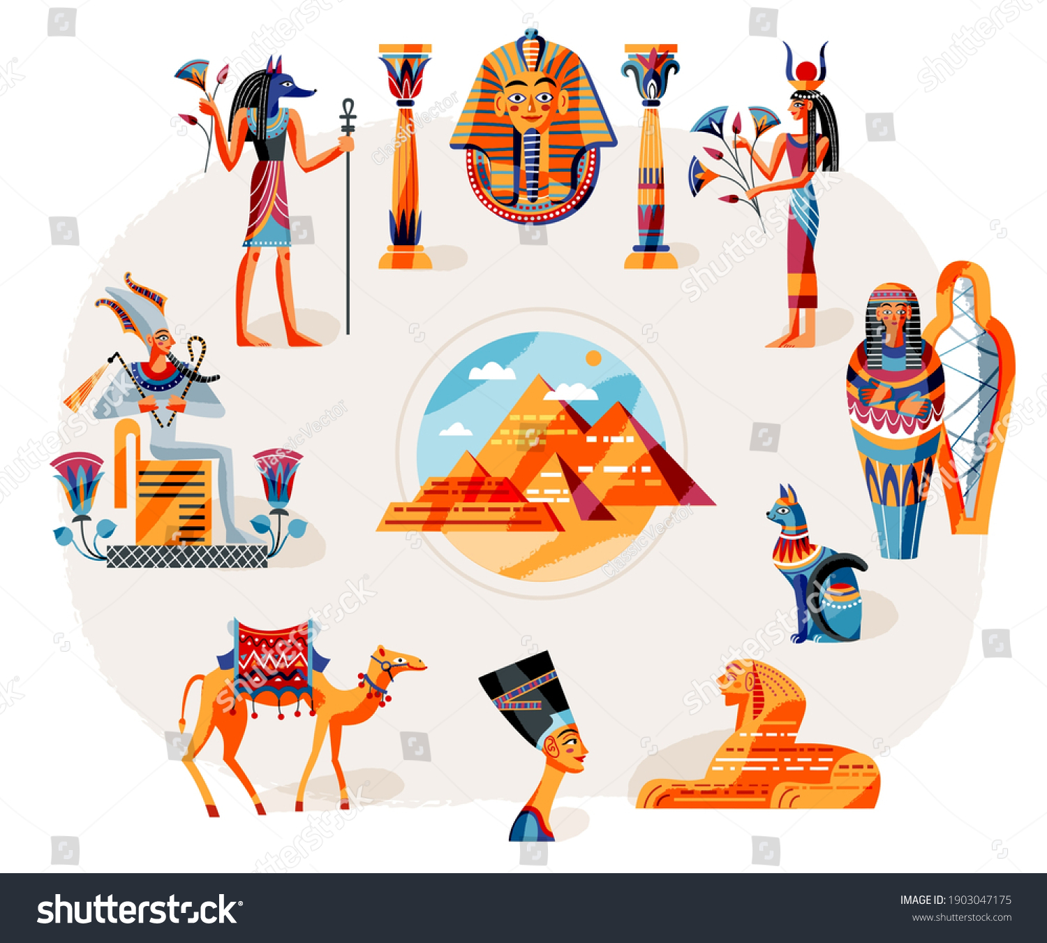 Ancient Egypt Art History Set Egyptian Stock Vector Royalty Free