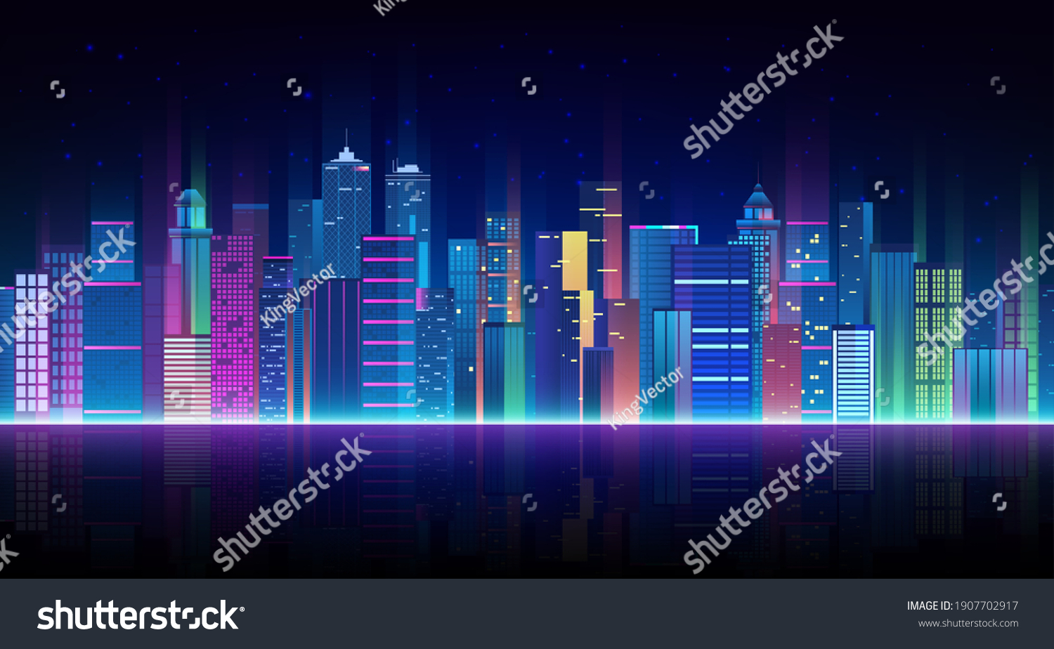 Futuristic Night City Cityscape On Dark Stock Vector Royalty Free