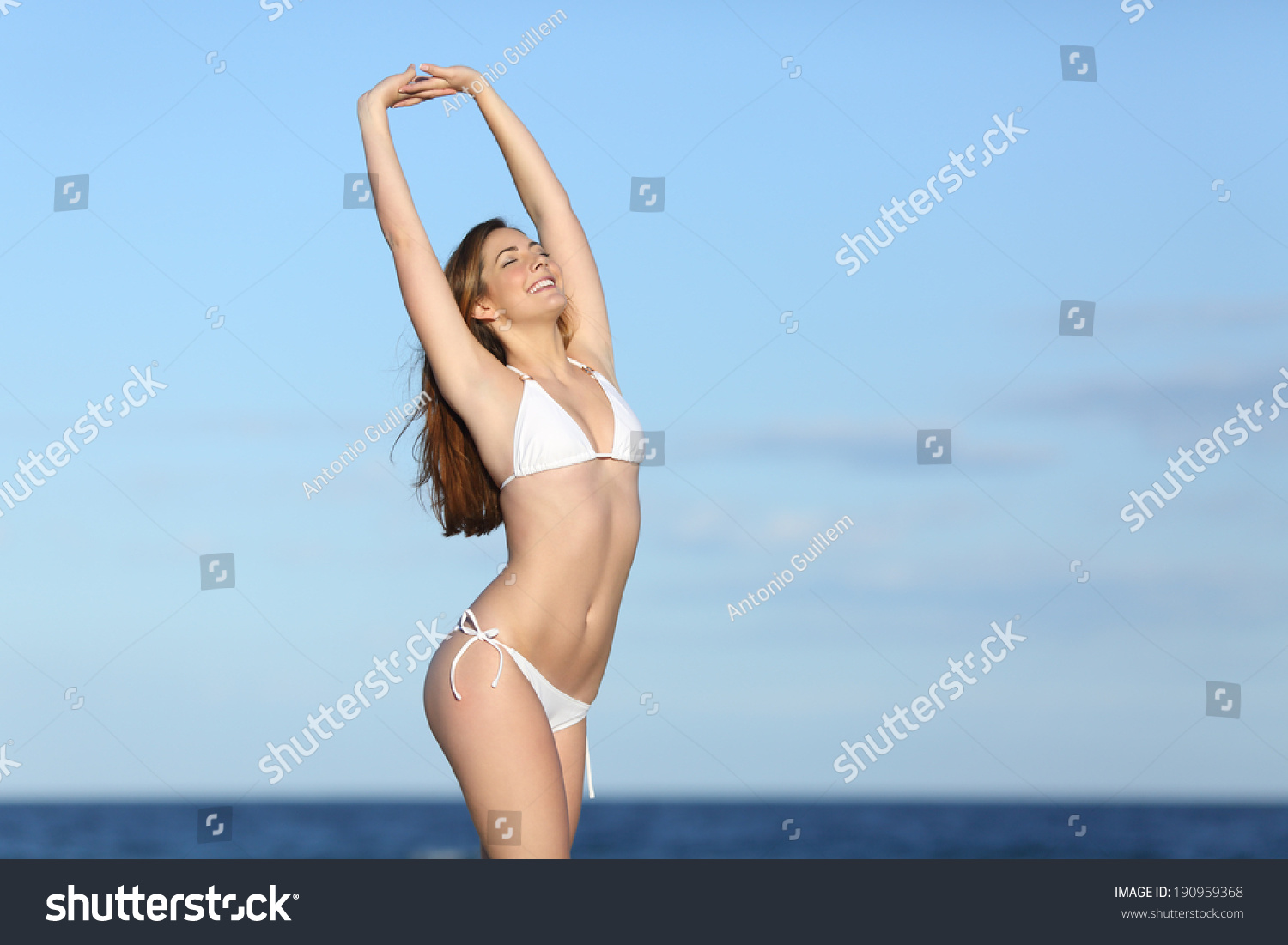 Beauty Fitness Woman Body Wearing Bikini Stock Photo