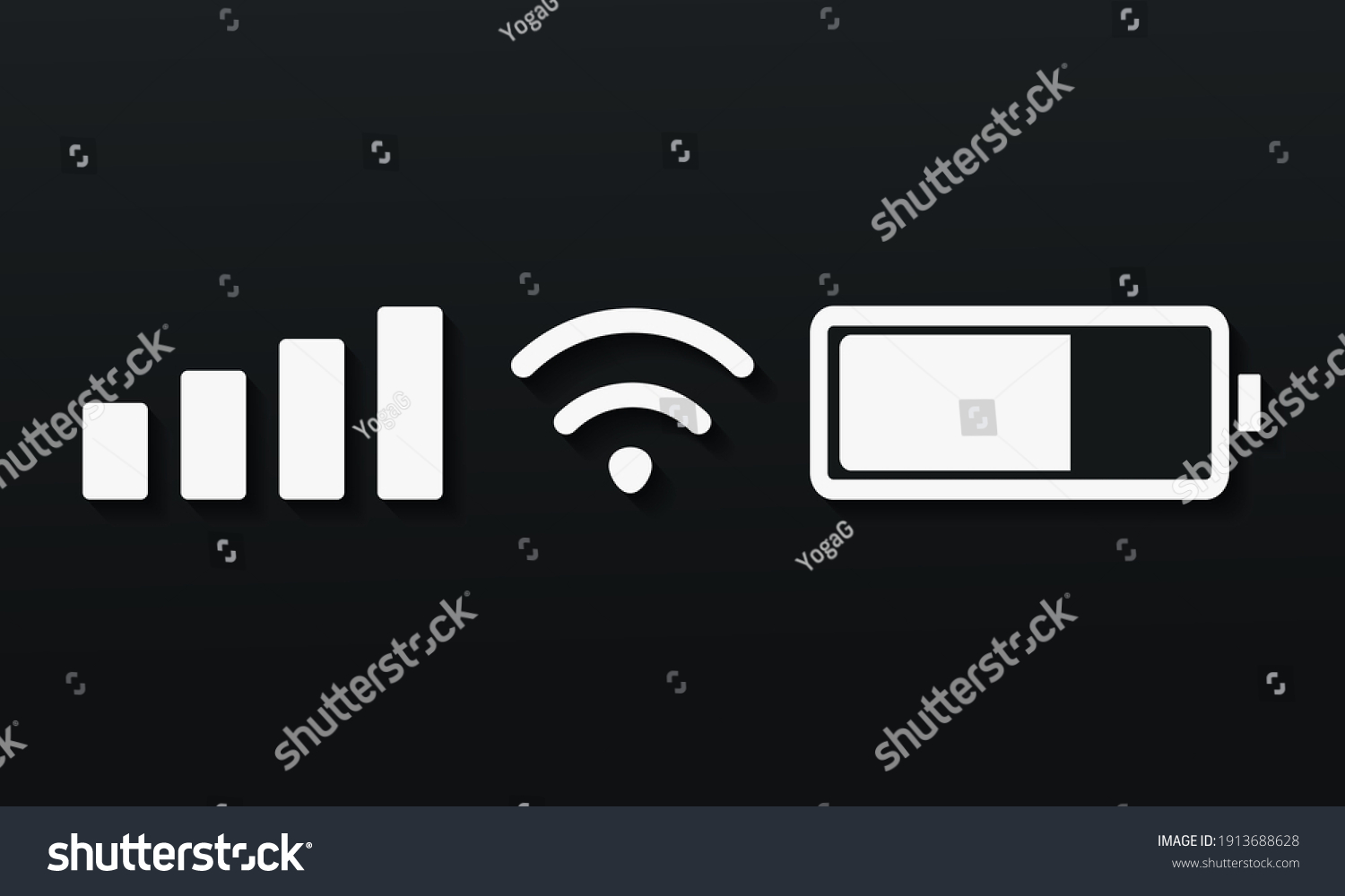 Set Status Bar Icon Mobile Phone Stock Vector Royalty Free