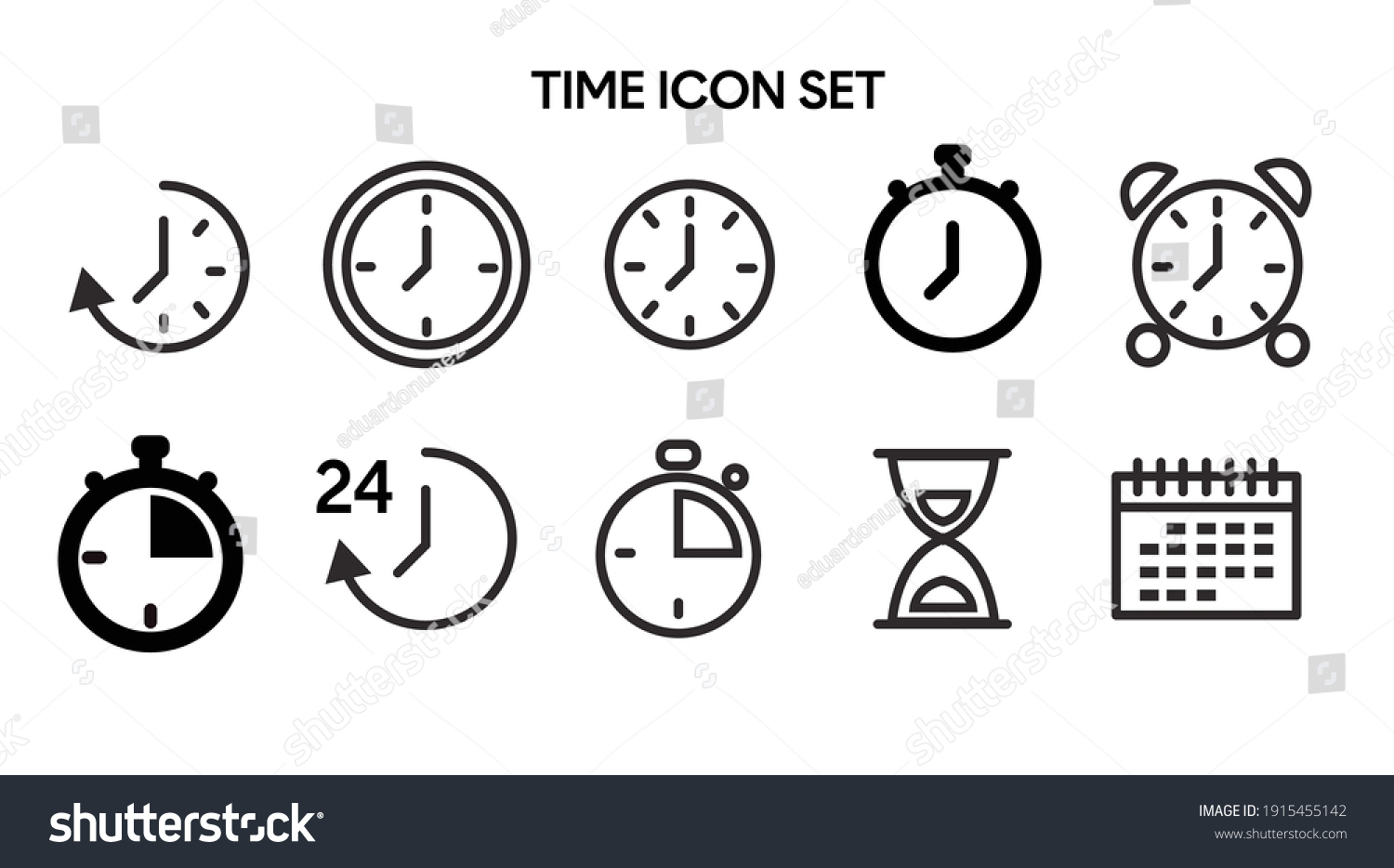 Vector Isolated Time Clock Line Icons Stock Vector Royalty Free