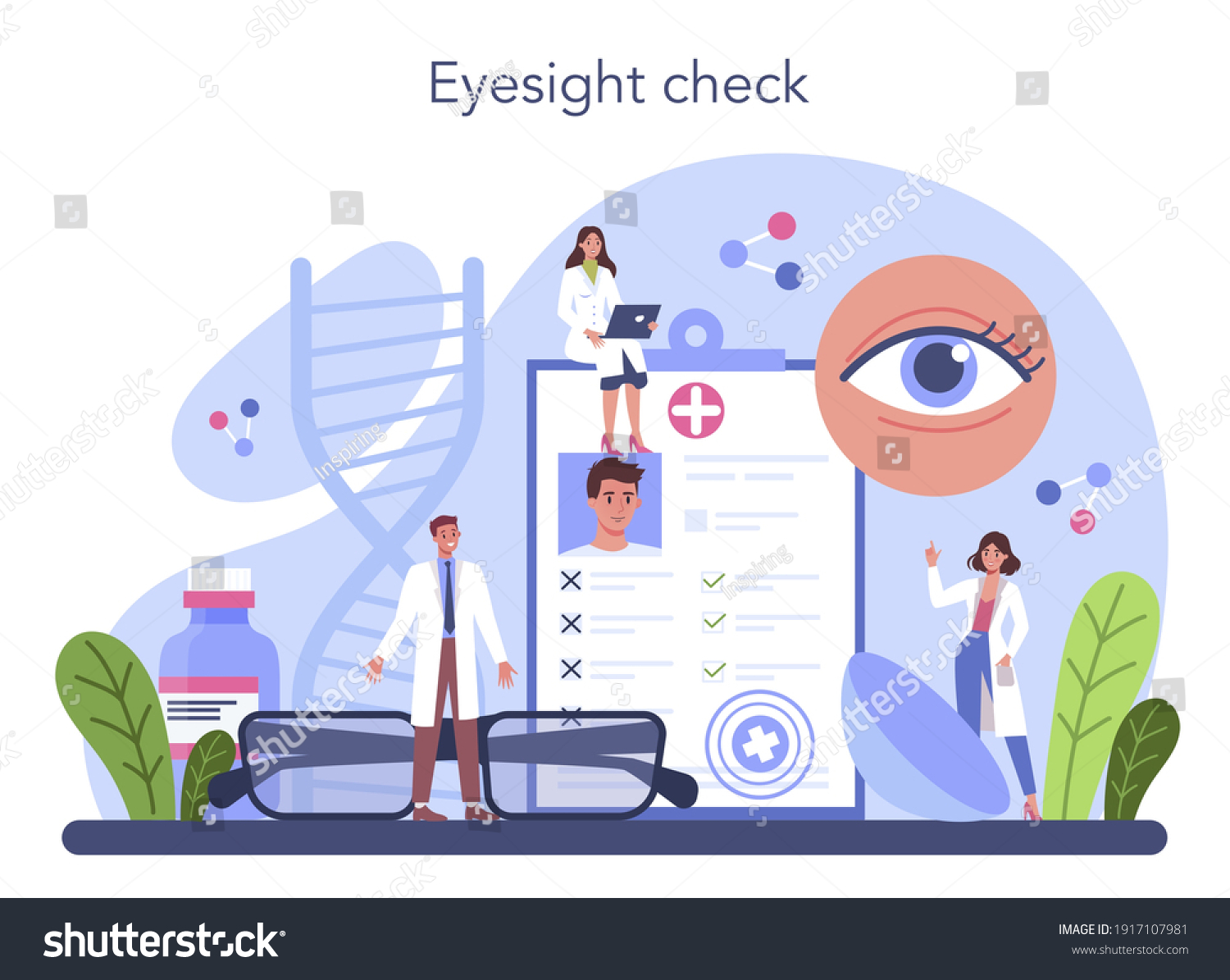 Ophthalmologist Concept Idea Eyesight Check Treatment Stock Vector