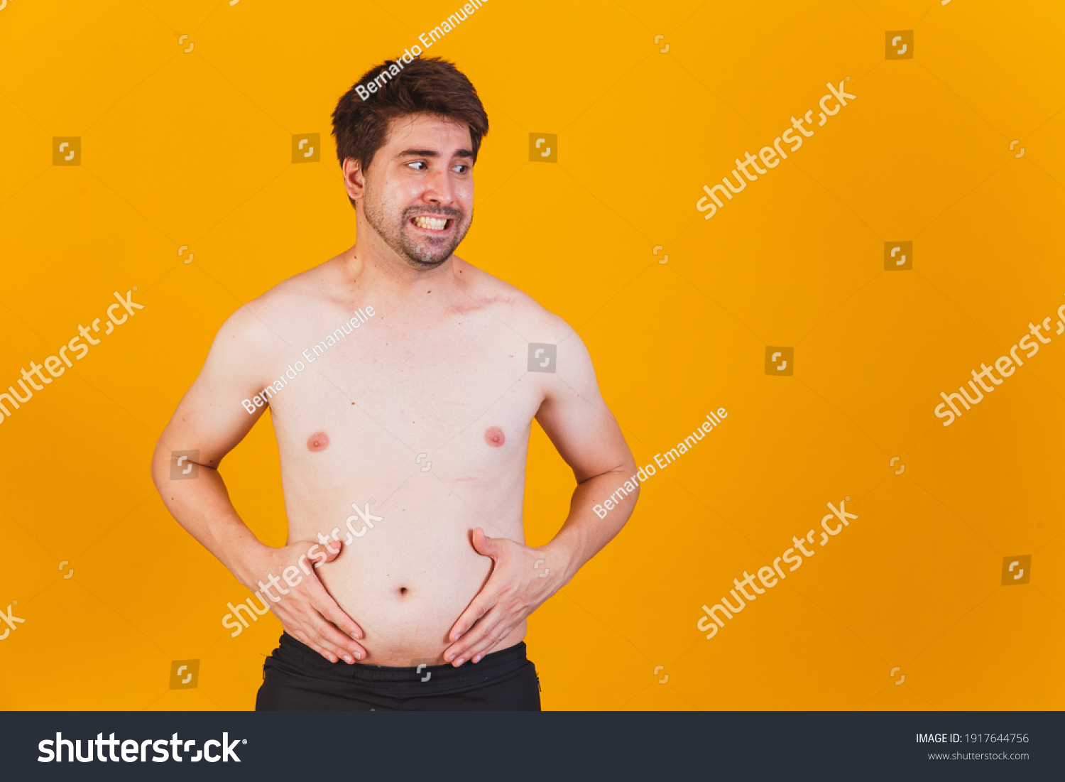 Man Touching His Fat Belly Close Stock Photo 1917644756 Shutterstock