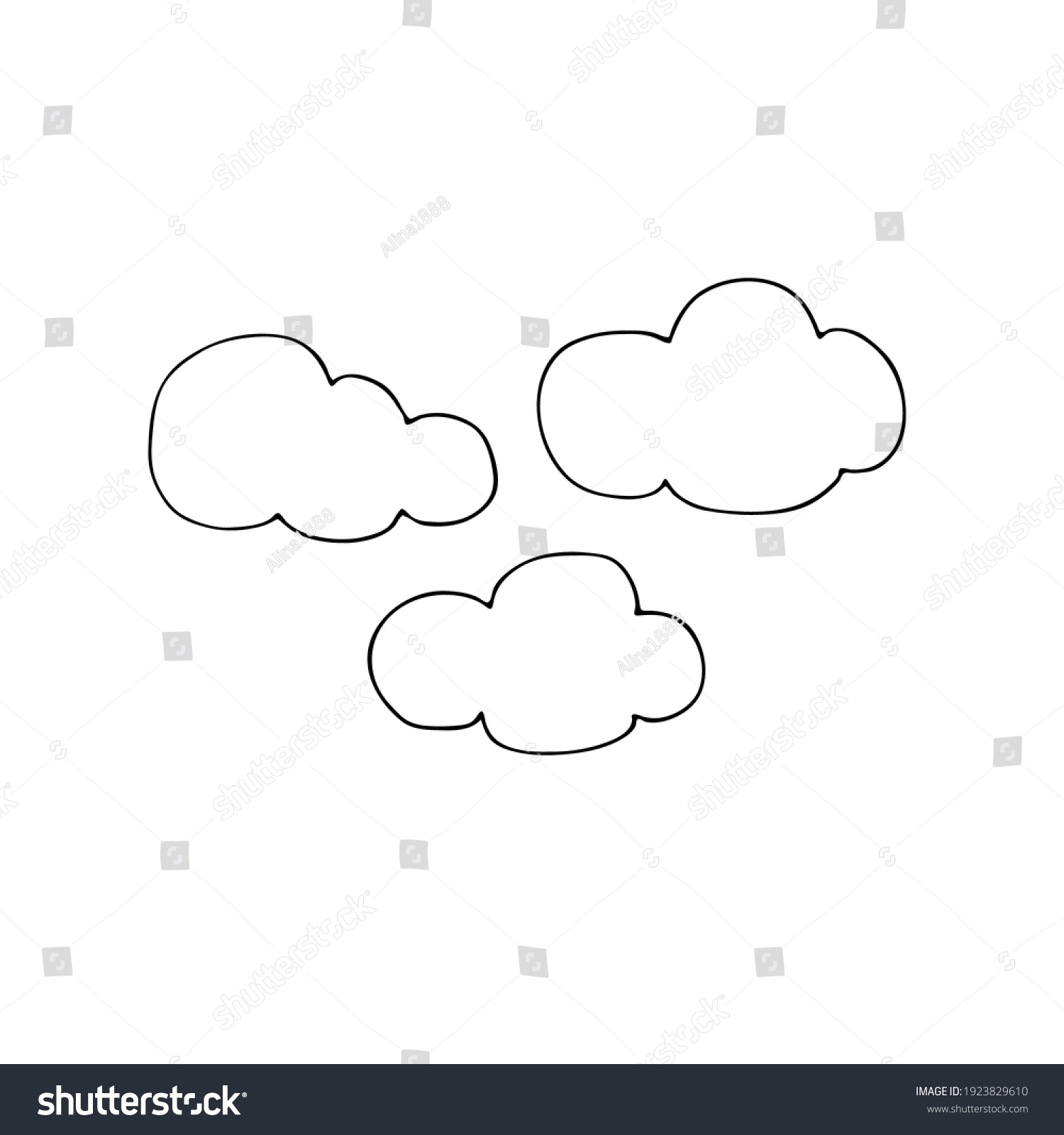 Handdrawn Clouds Doodle Image Various Designs Stock Vector Royalty