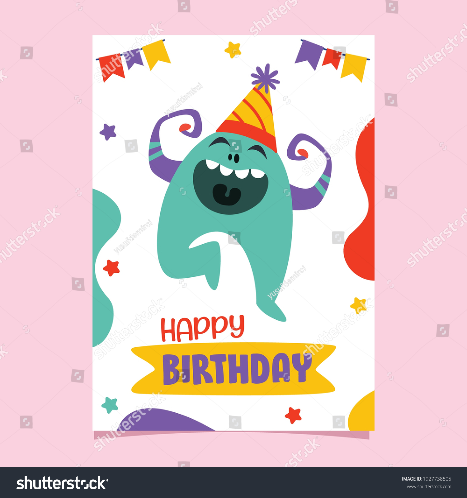 Cute Colorful Birthday Card Template Stock Vector Royalty Free