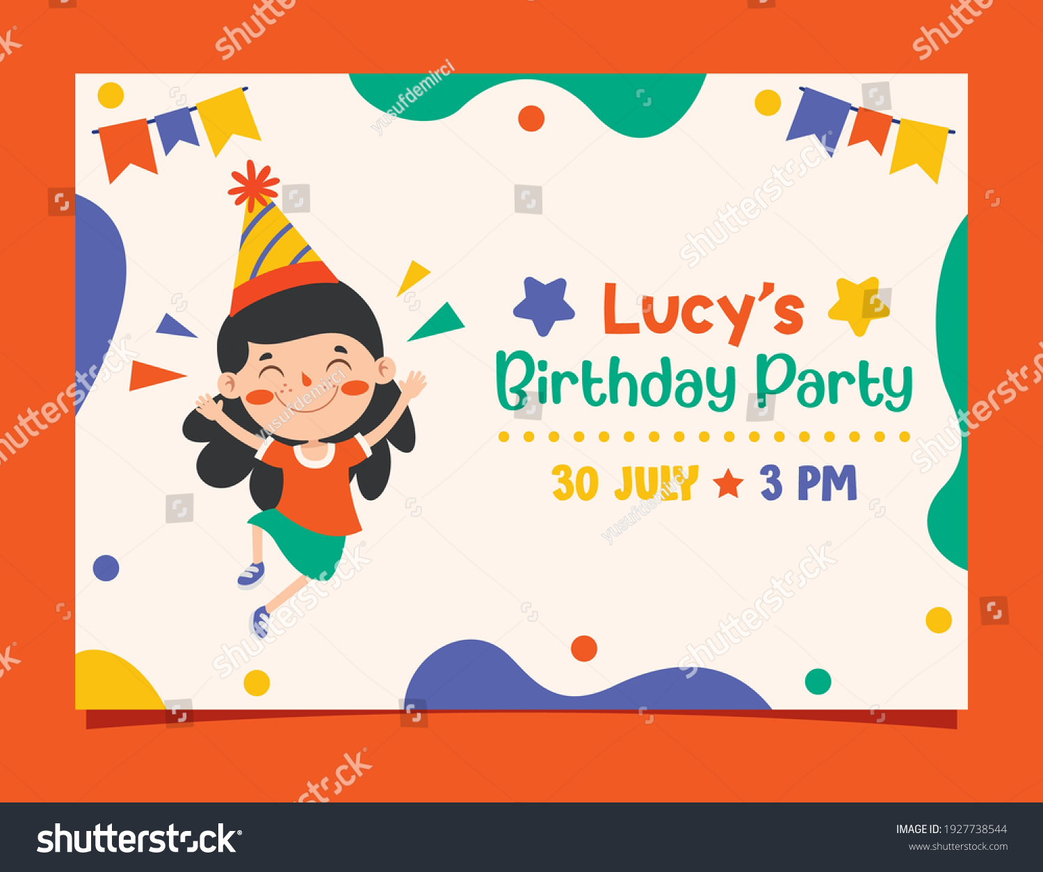 Cute Colorful Birthday Card Template Stock Vector Royalty Free