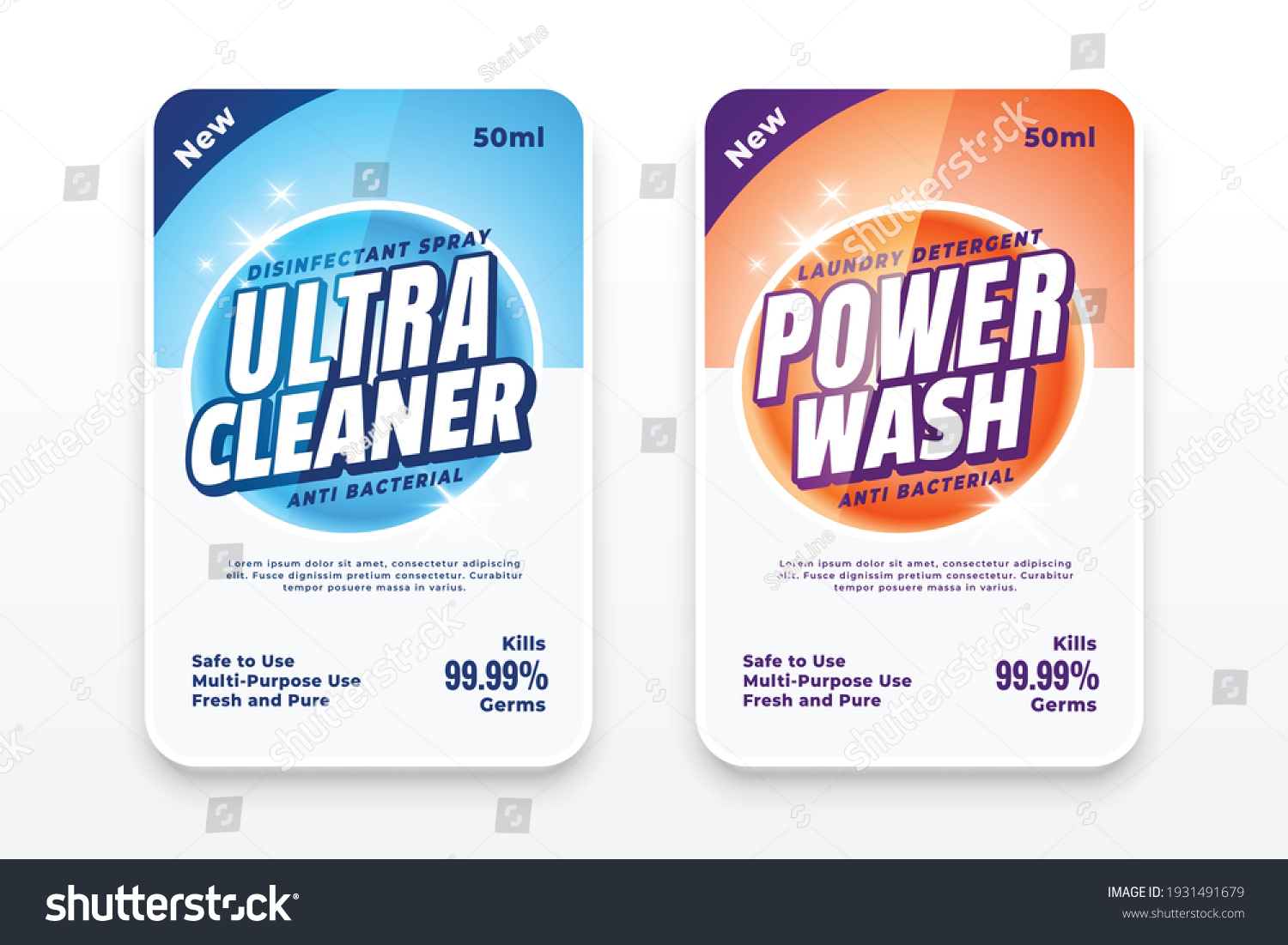 Detergent Labels Disinfectant Stickers Set Stock Vector Royalty Free