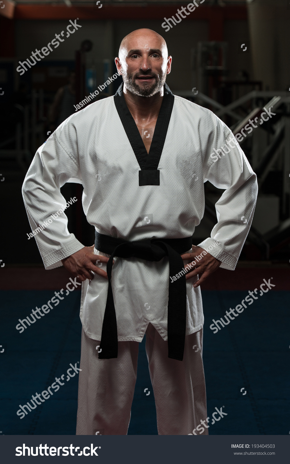 Portrait Physically Fit Mature Man Kimono Stock Photo