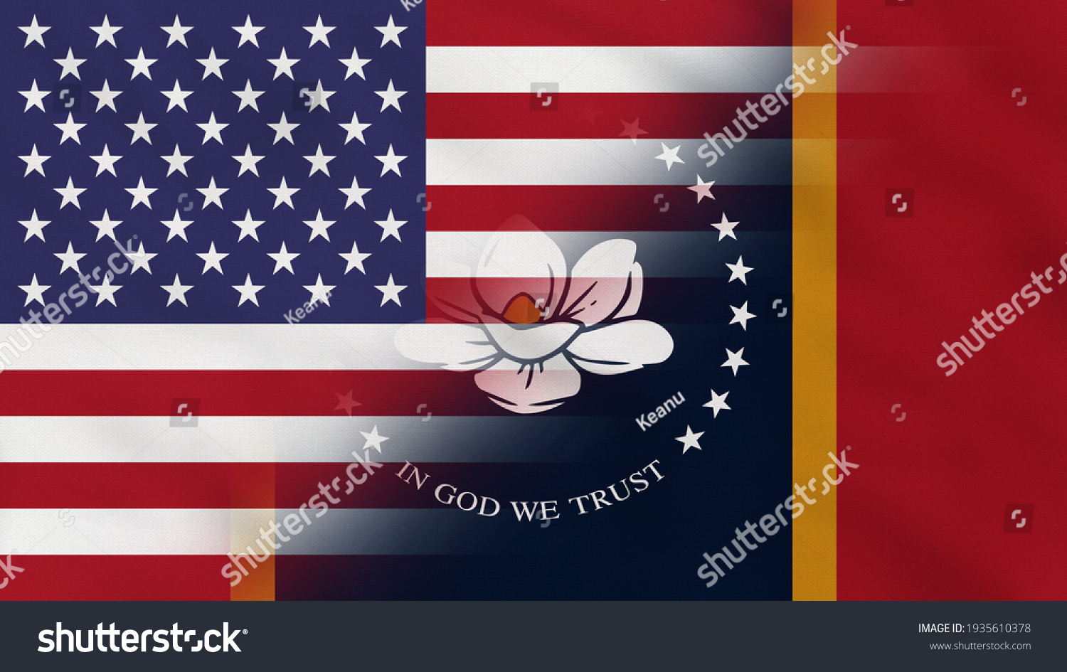 Crumpled Fabric Flag Mississippi State Usa Stock Illustration