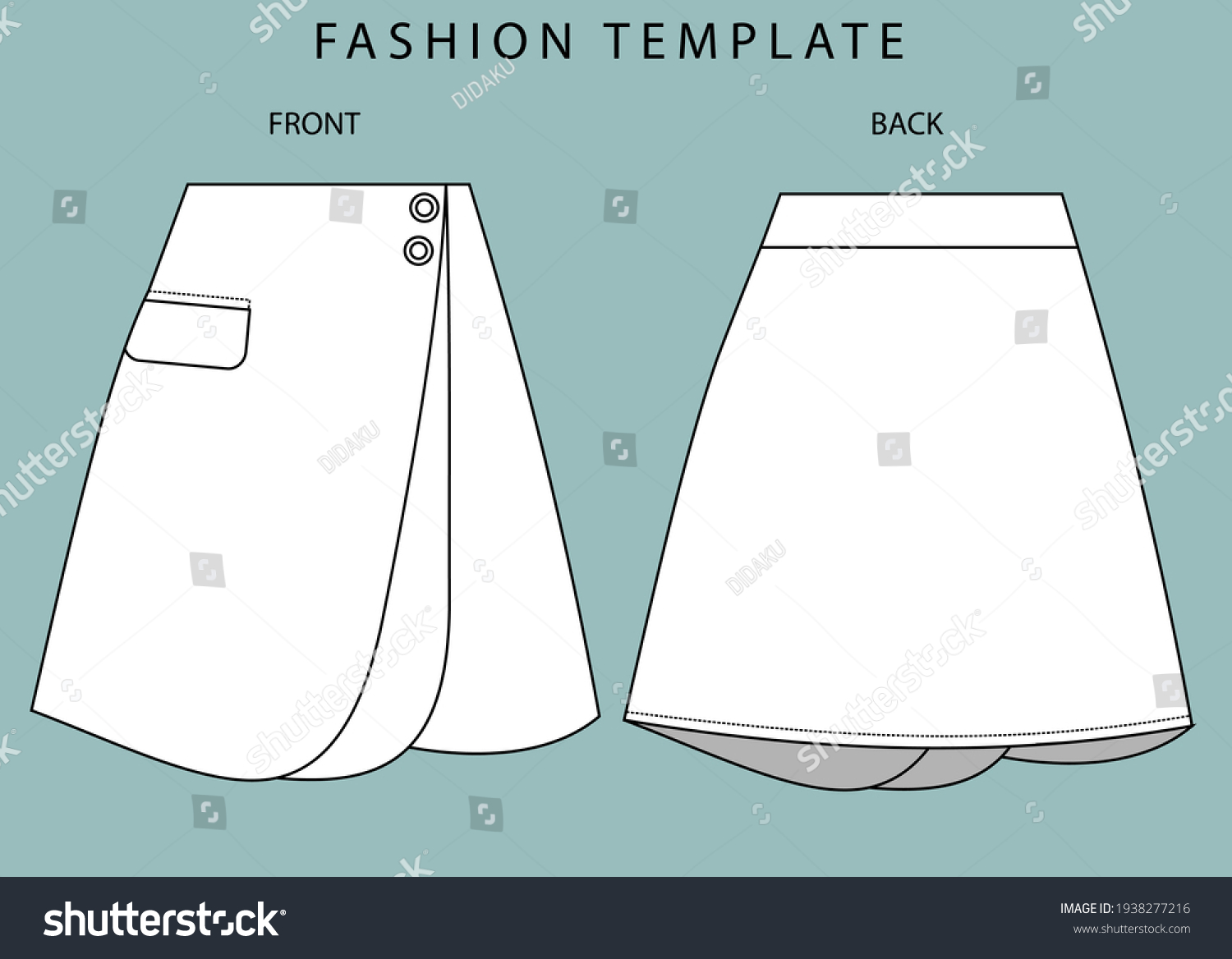 Skirt Fashion Flat Sketch Template Stock Vector Royalty Free