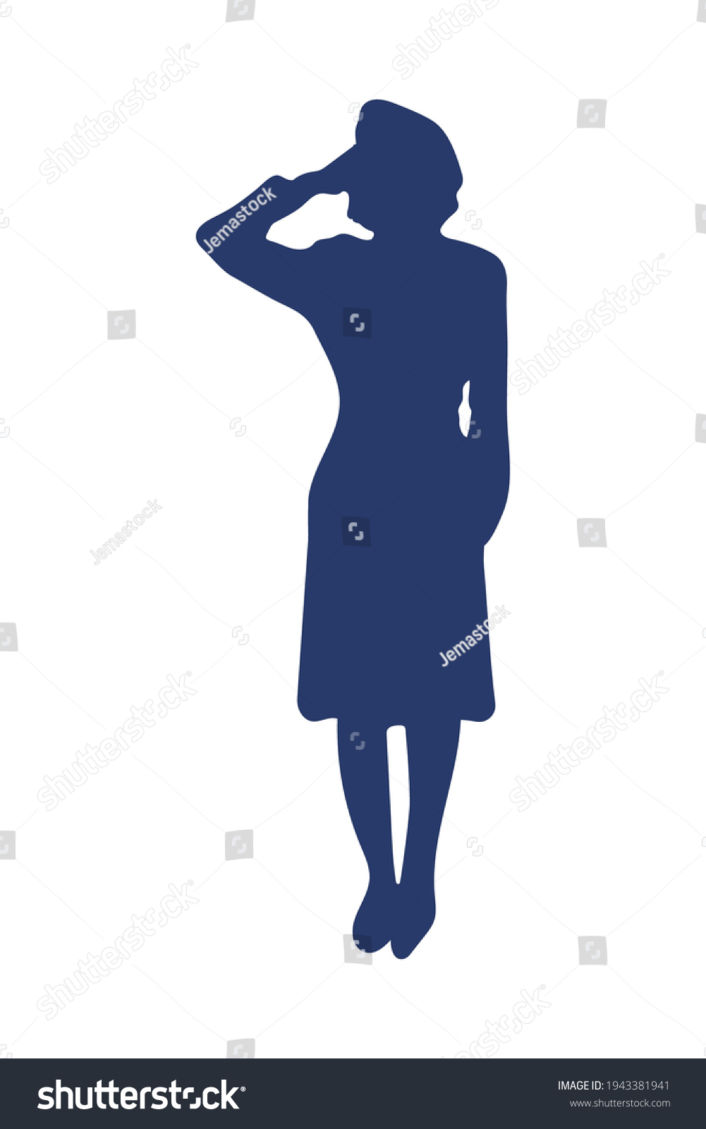 Female Officer Military Silhouette Icon Stock Vector Royalty Free