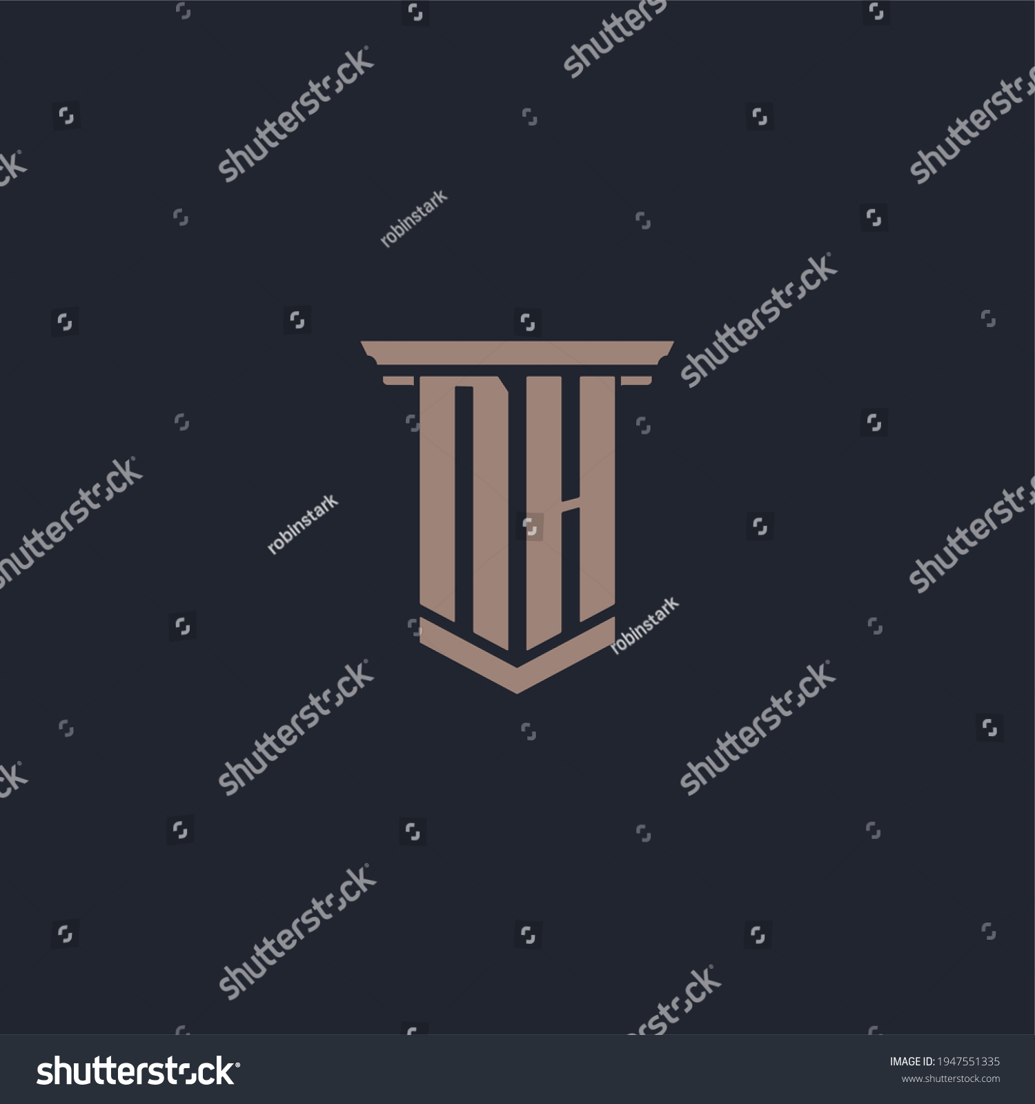 Nh Initial Monogram Logo Pillar Style Stock Vector Royalty Free