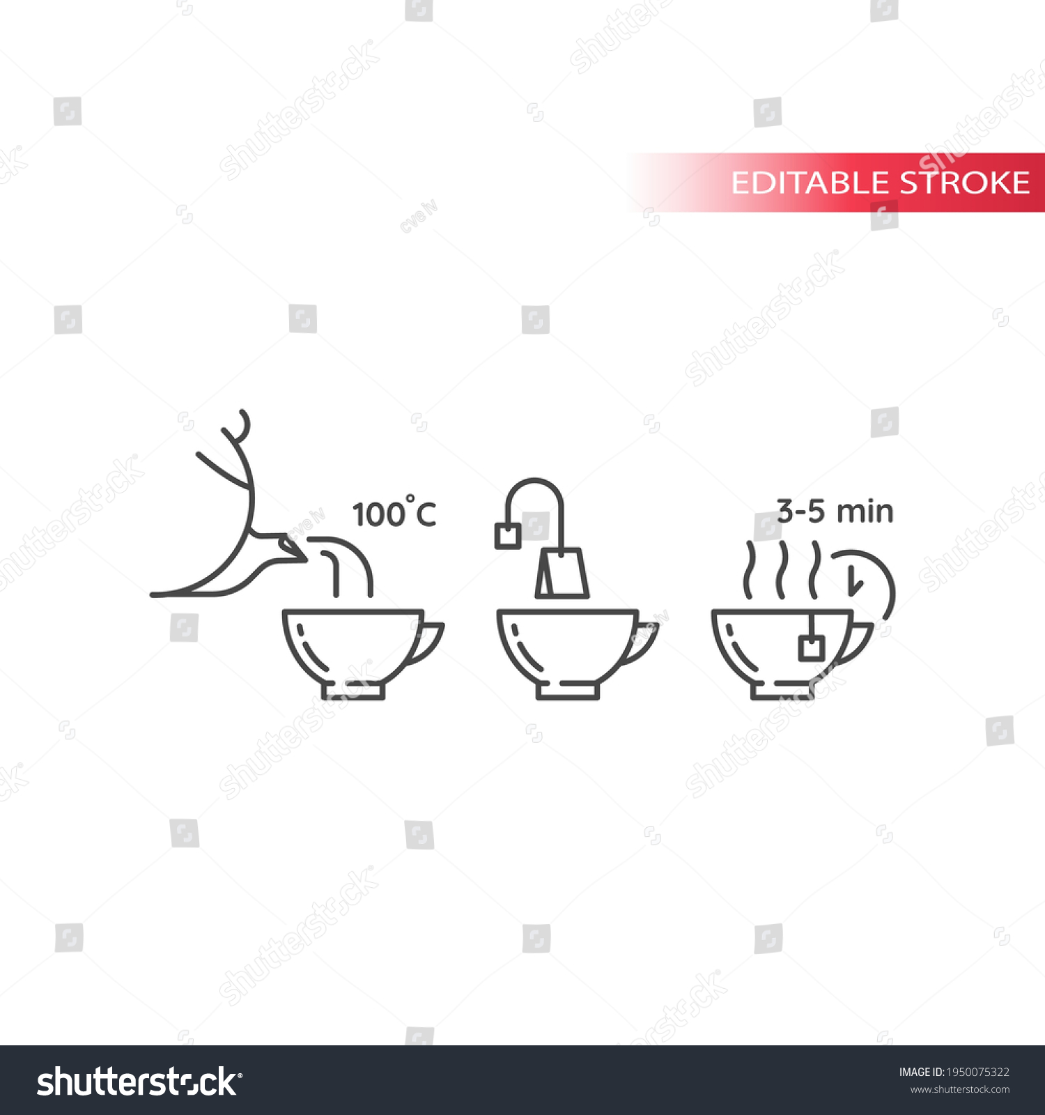 Tea Preparation Instruction Line Vector Icon Stock Vector Royalty Free