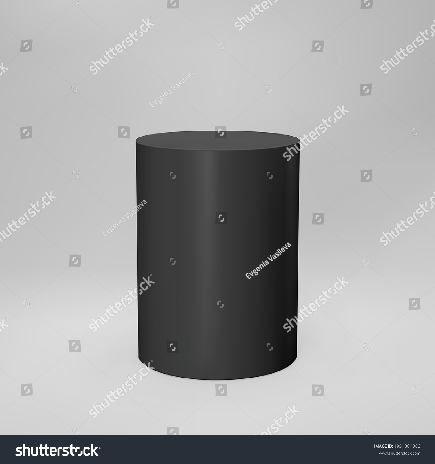 Black D Cylinder Front View Perspective Stock Vector Royalty Free