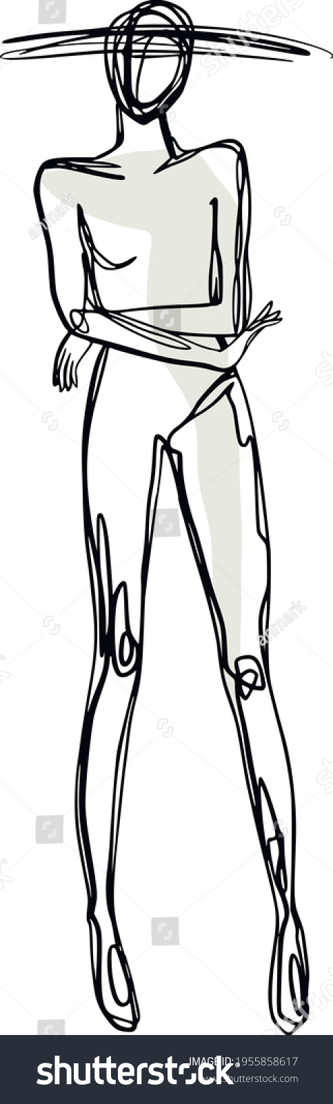 Vektor Stok Naked Women Line Art Clipart Nude Tanpa Royalti Shutterstock