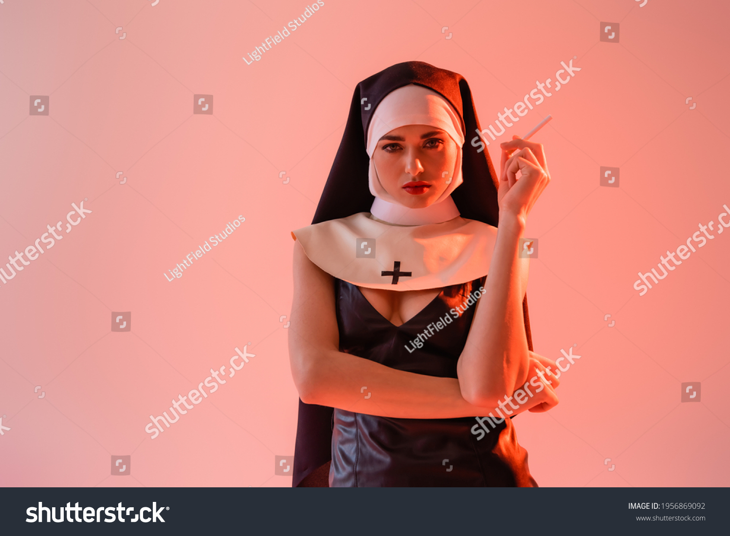 Sexy Nun Leather Dress Looking Camera Stock Photo Shutterstock