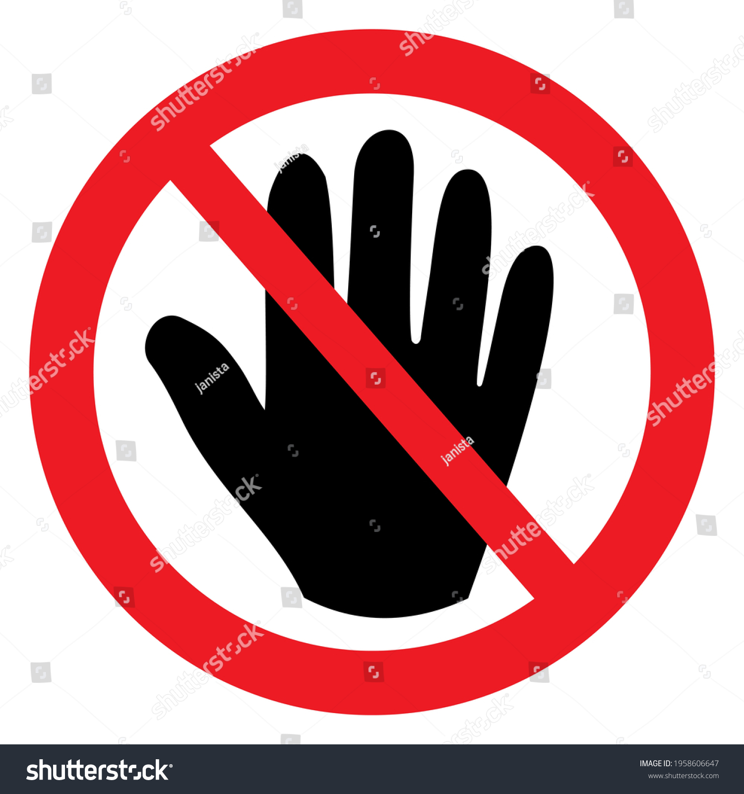 Hand Forbidden Sign No Entry Do vector de stock libre de regalías