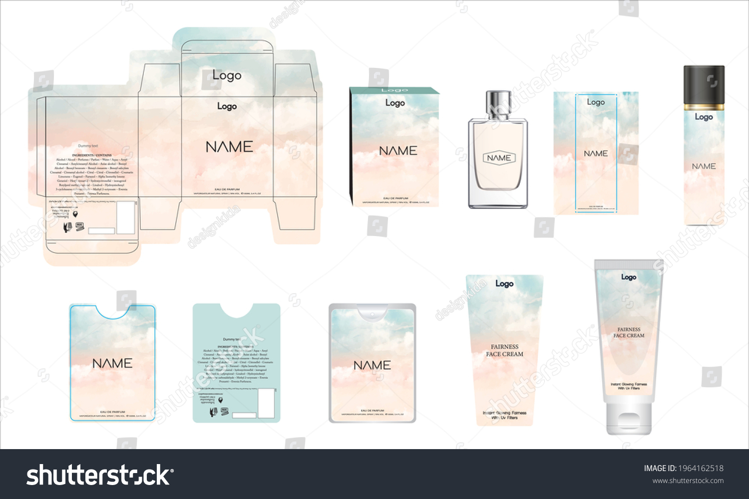 Diseño de empaque caja de perfumes vector de stock libre de regalías