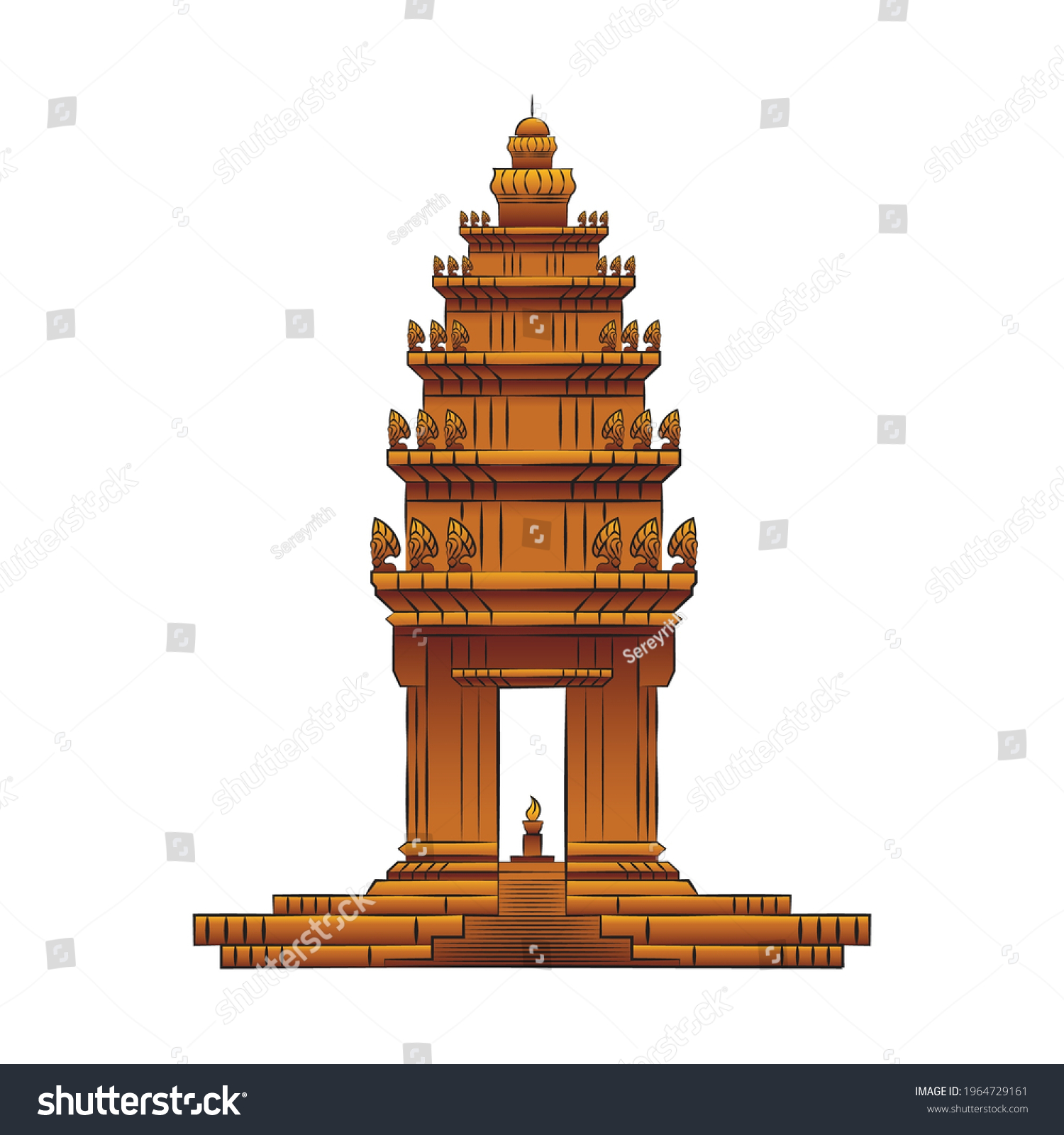 Cambodia Khmer Independence Monument Vector Stock Vector Royalty Free