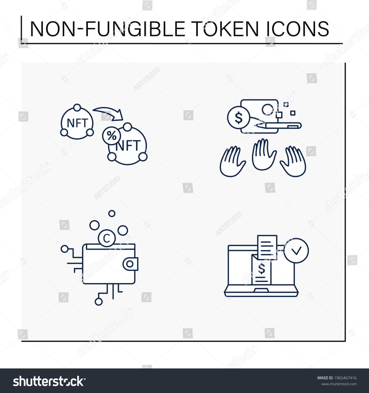 Nft Line Icons Set Non Fungible Stock Vector Royalty Free