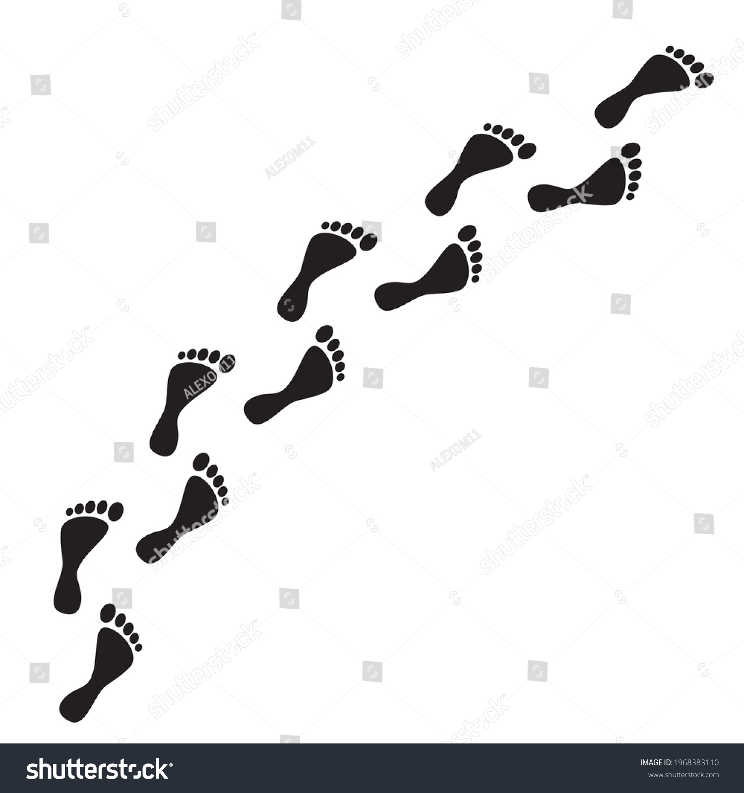 Human Footprints Silhouette Paths Bare Foot เวกเตอรสตอก ปลอดคา