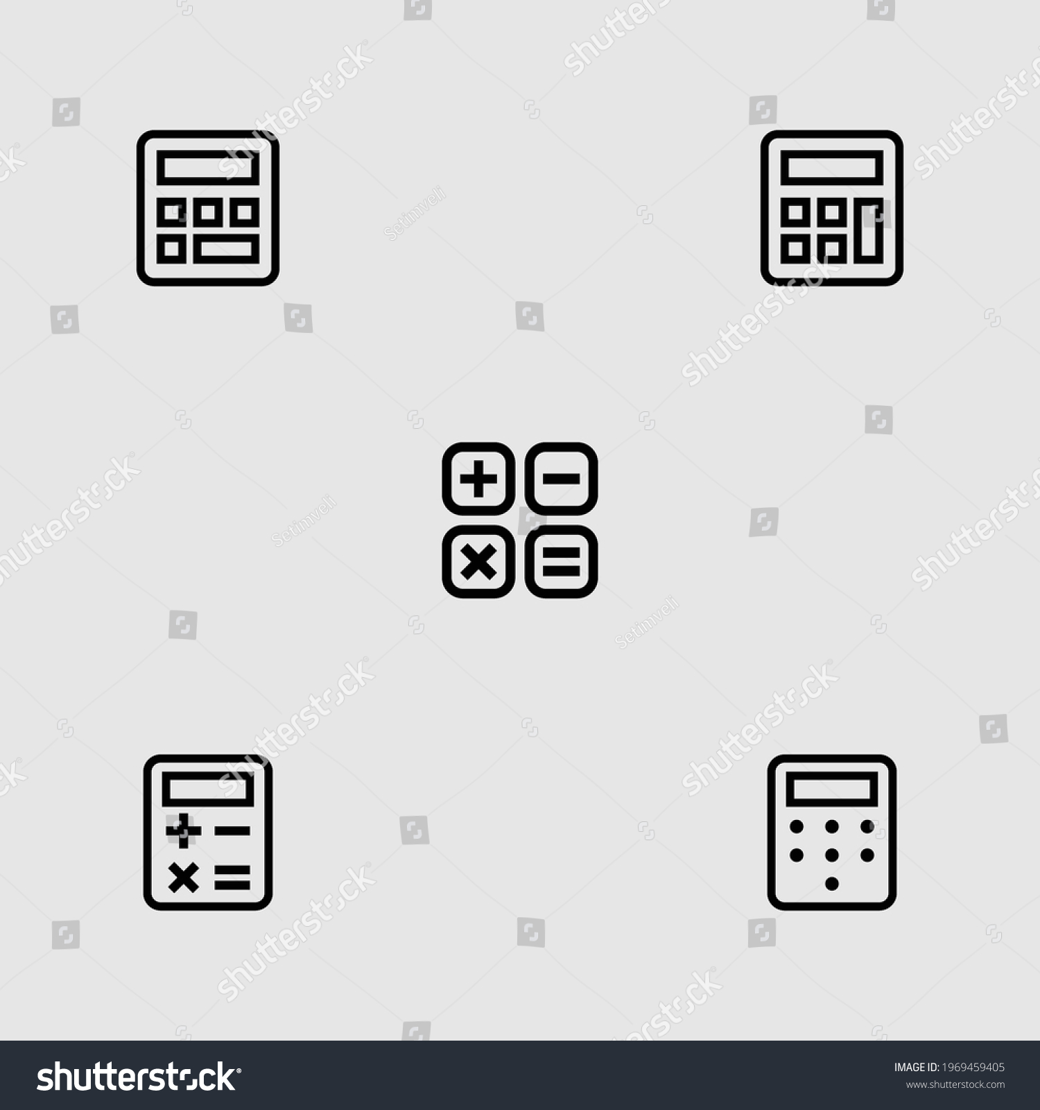 Calculator Outline Icon Set Isolated Vector Stock Vector Royalty Free