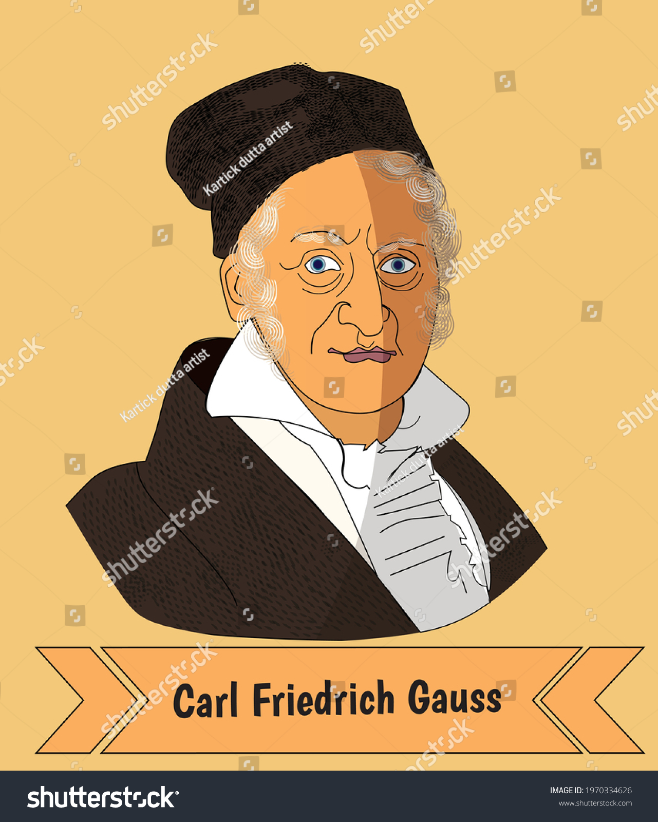 Carl Friedrich Gauss German Mathematician Physicist Stock Vector