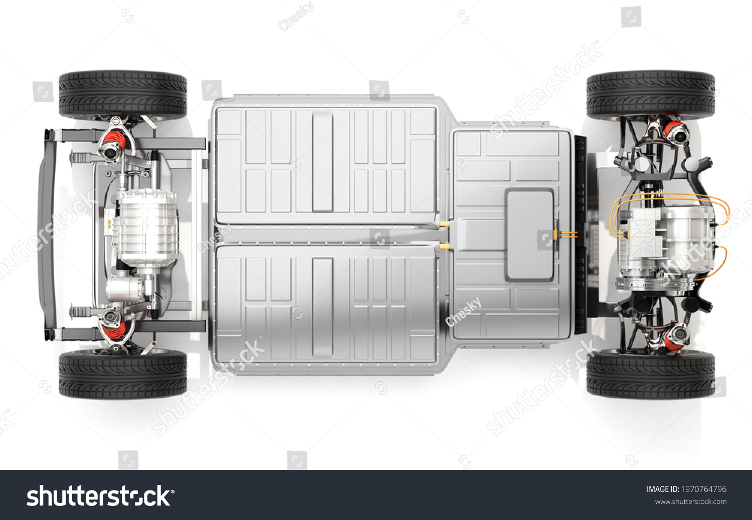 Top View Electric Vehicles Chassis Dual Stock Illustration