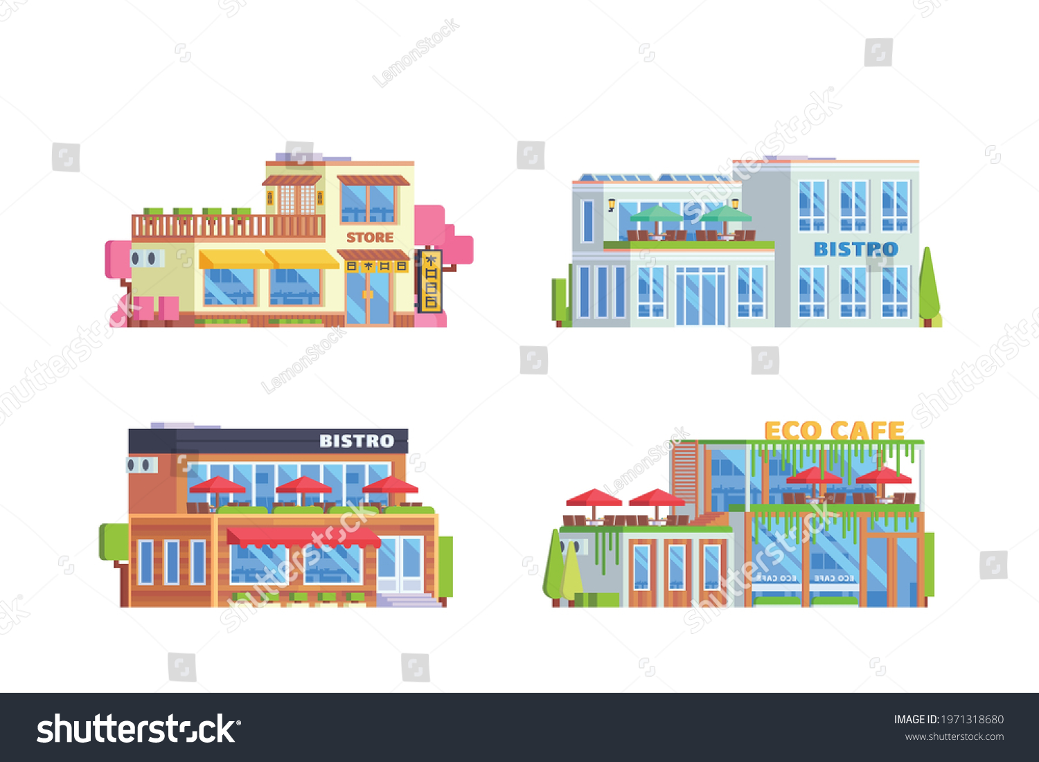 Small Business Building Illustration Flat Design Stock Vector Royalty