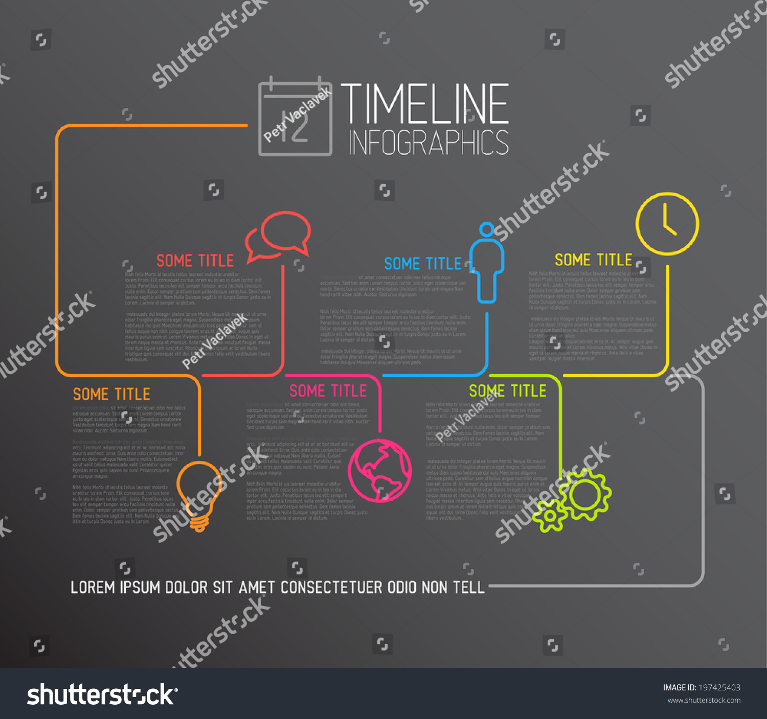 Vector Dark Infographic Timeline Report Template